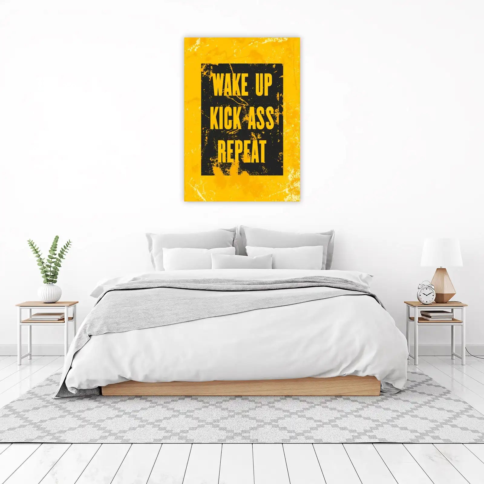 Motivational "Wake Up Kick Ass Repeat" Wall Art