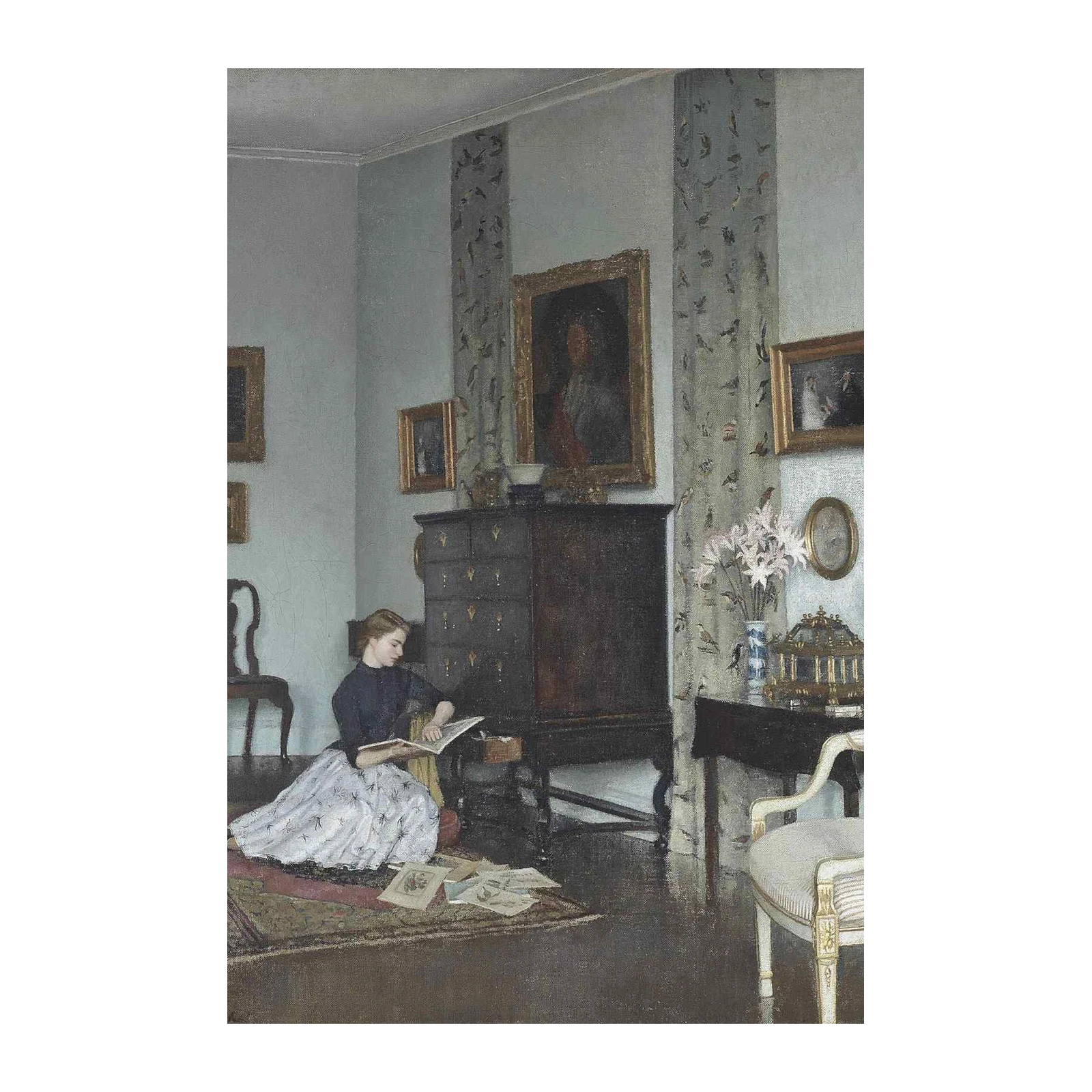 Serene Reading Woman Vintage Wall Art Wall Art