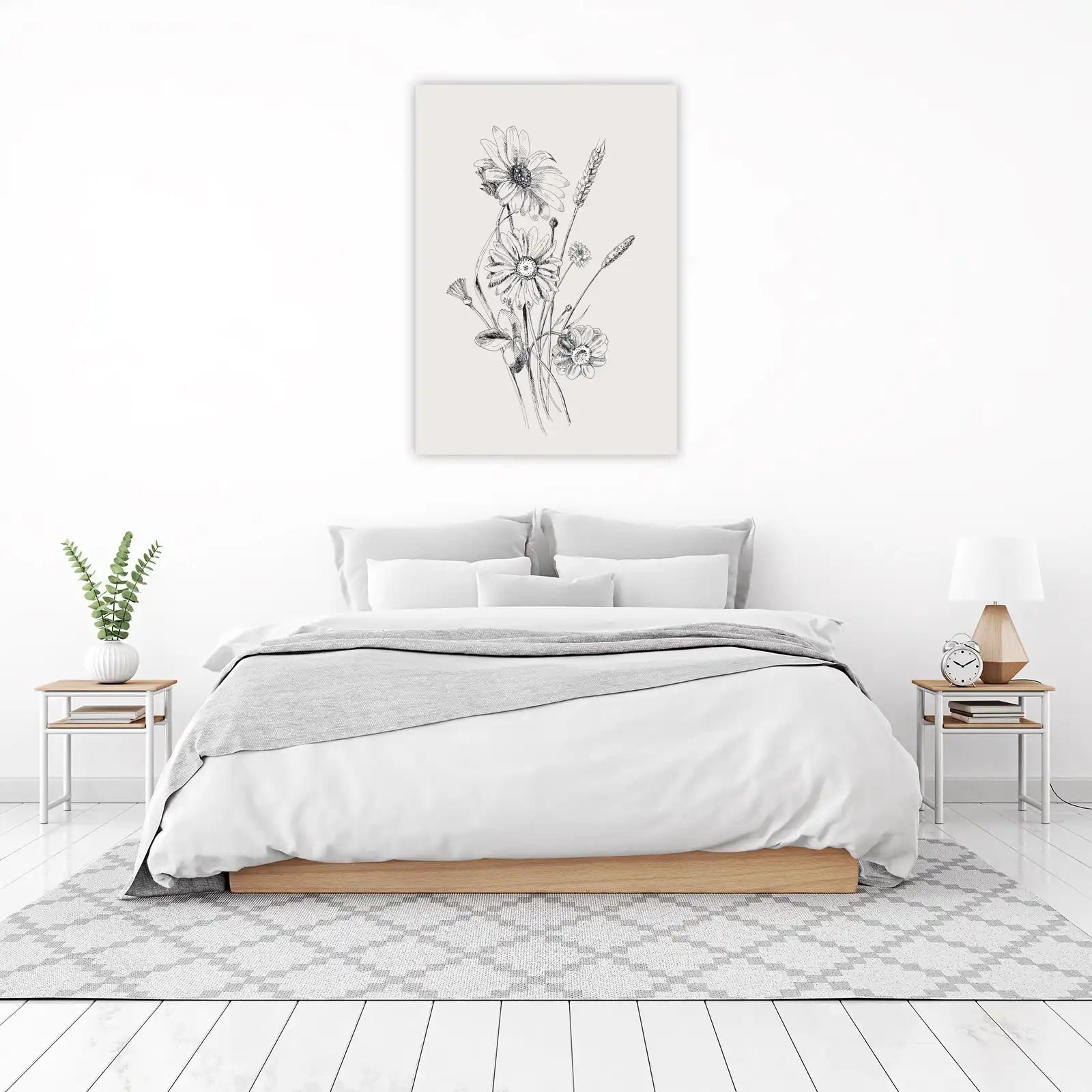 Botanical Daisy Meadow Sketch Wall Art
