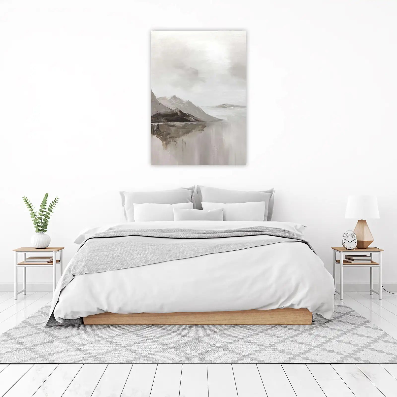 Misty Mountain Lake Serenity Wall Art