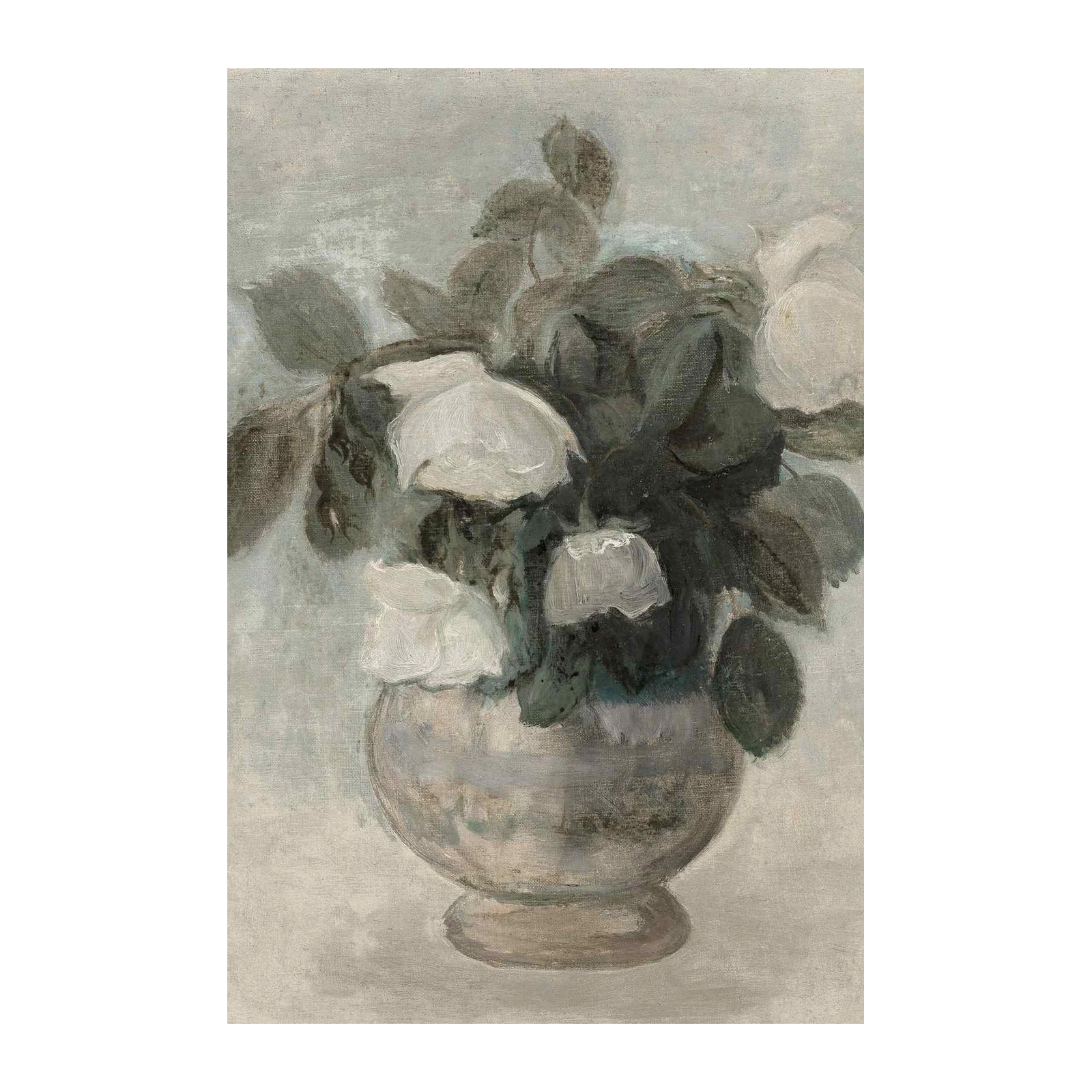 Vintage White Roses Still Life Wall Art