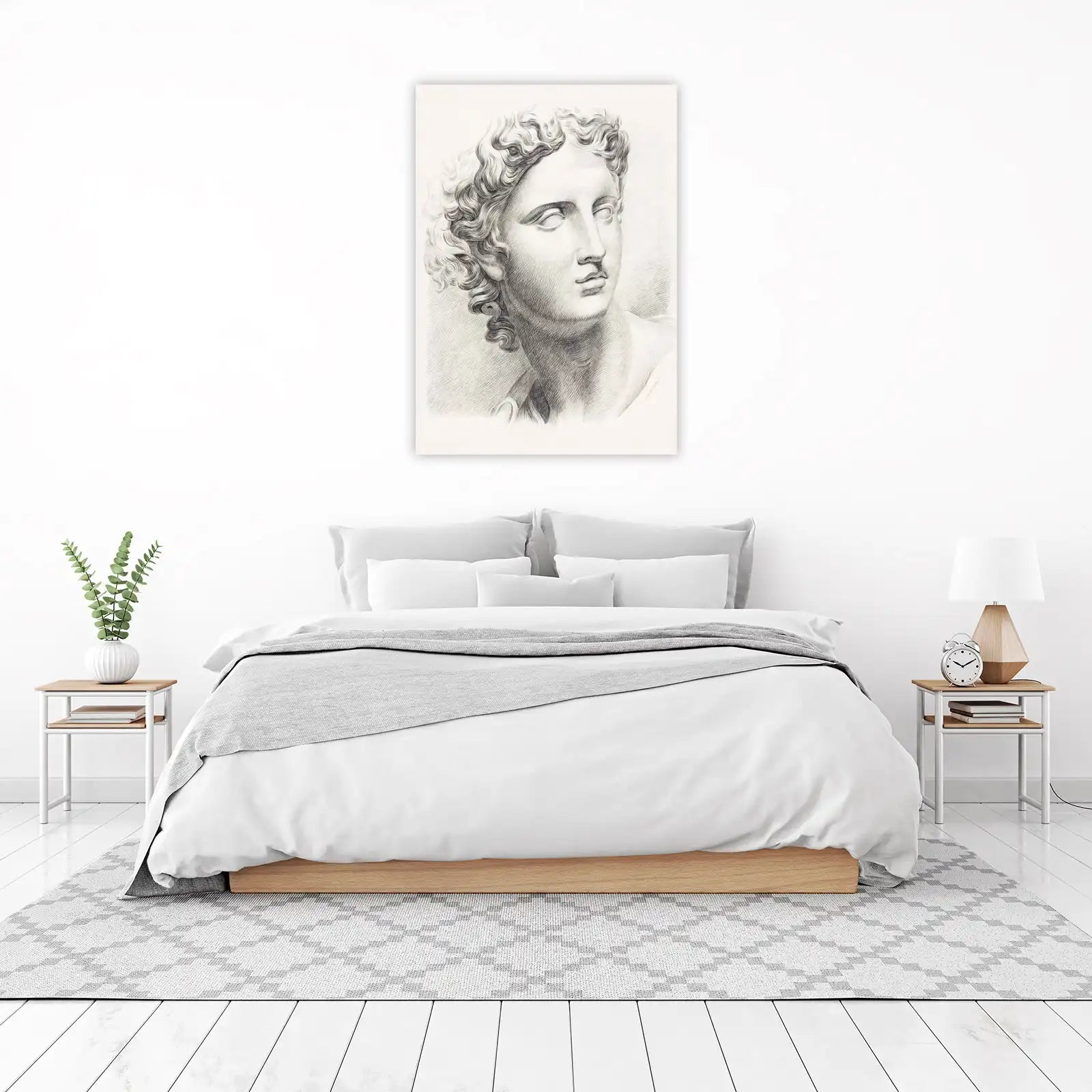 Classical Sculpture Portrait Pencil Sketch Wall Art