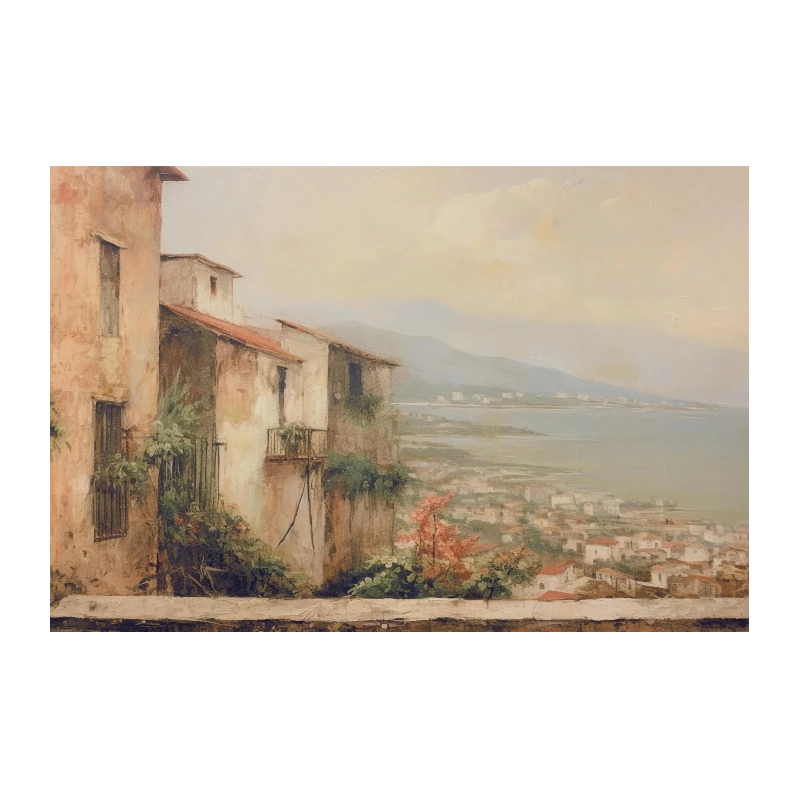 Italian Coastal Village Landscape Wall Art
