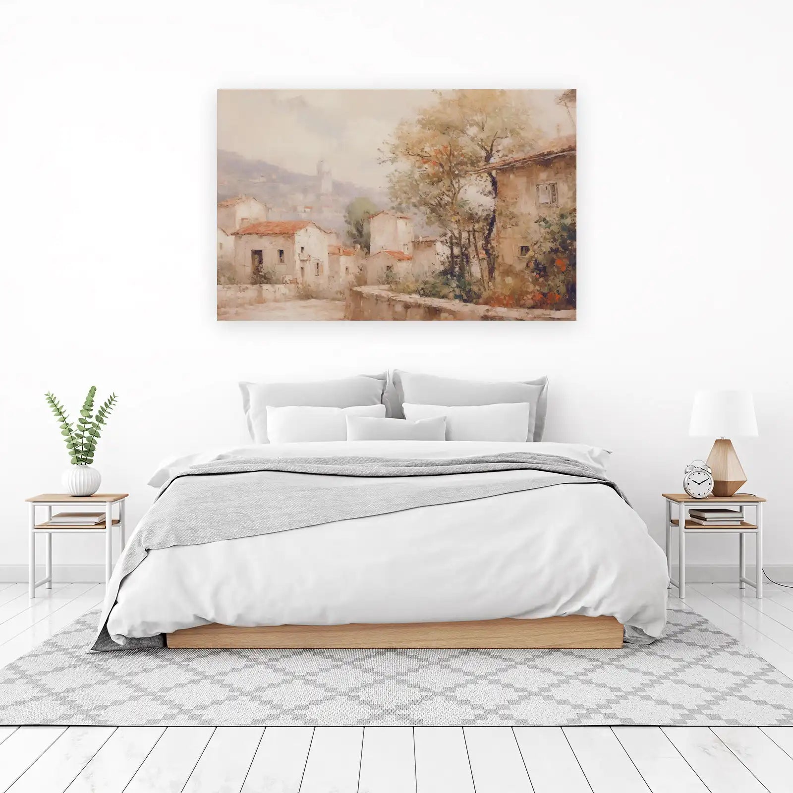 Vintage European Village Landscape Wall Art