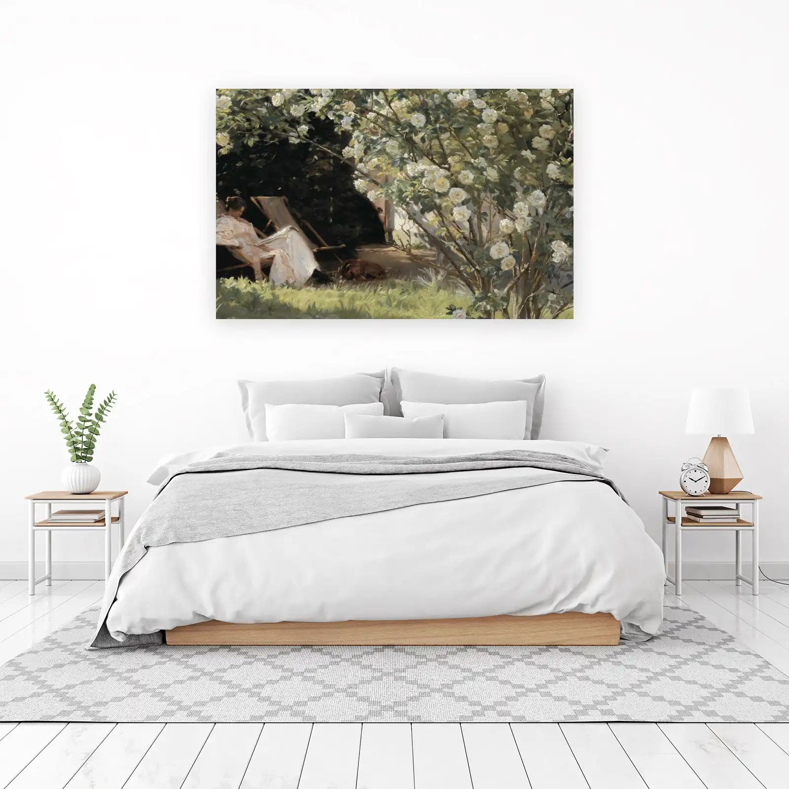 Serene Garden Escape Woman & Dog Wall Art