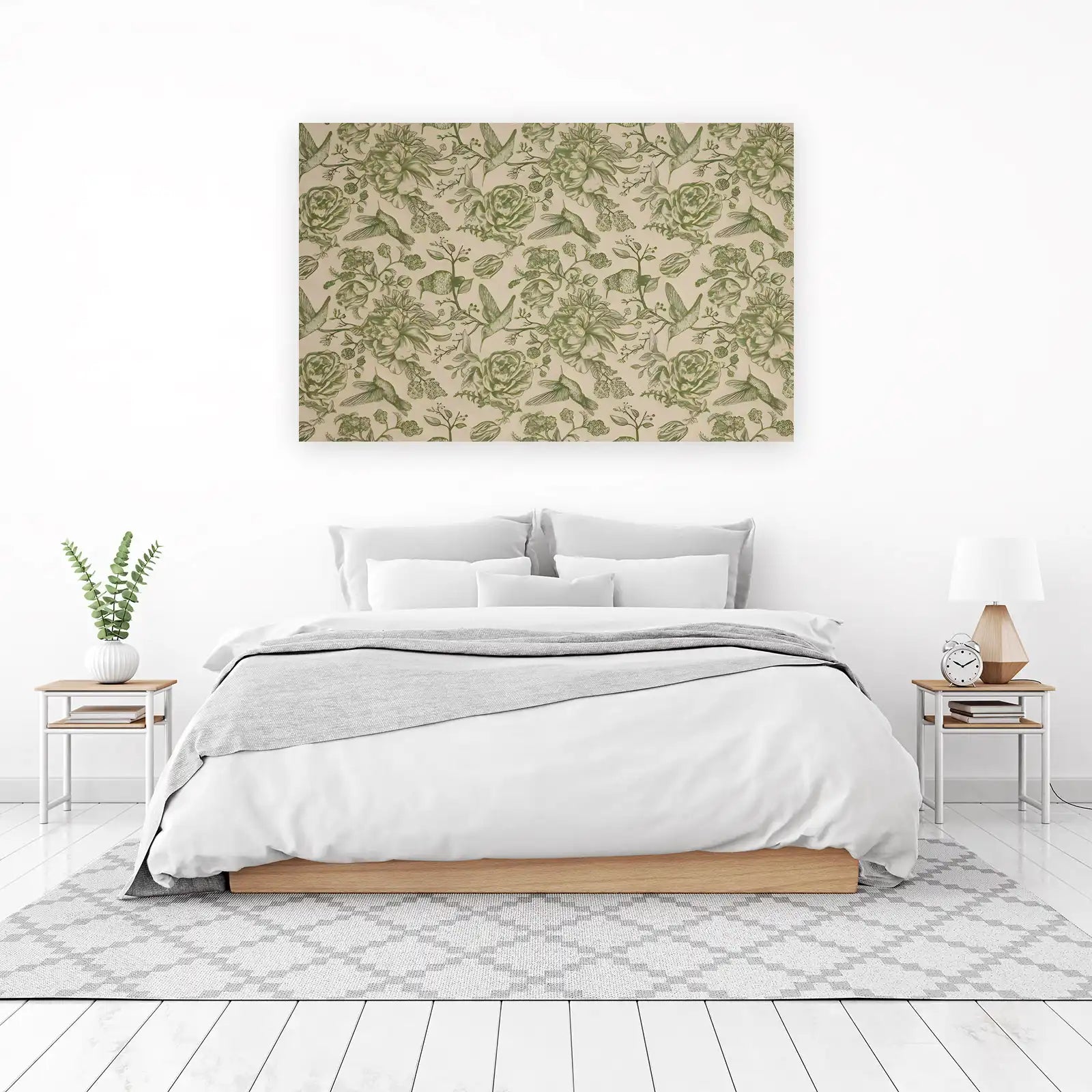 Vintage Hummingbird Floral Wall Art