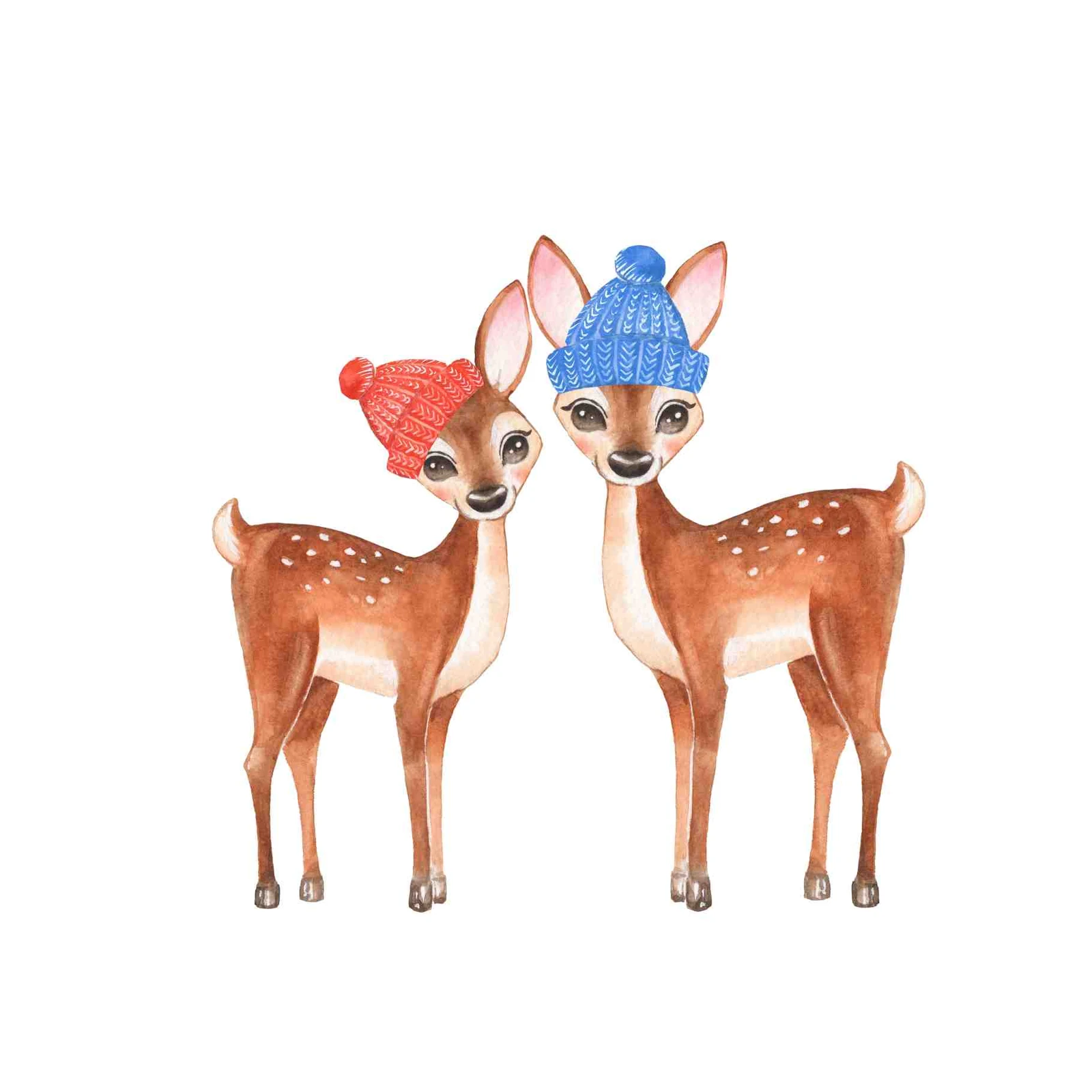 Cute Deer Duo Winter Hats Wall Art