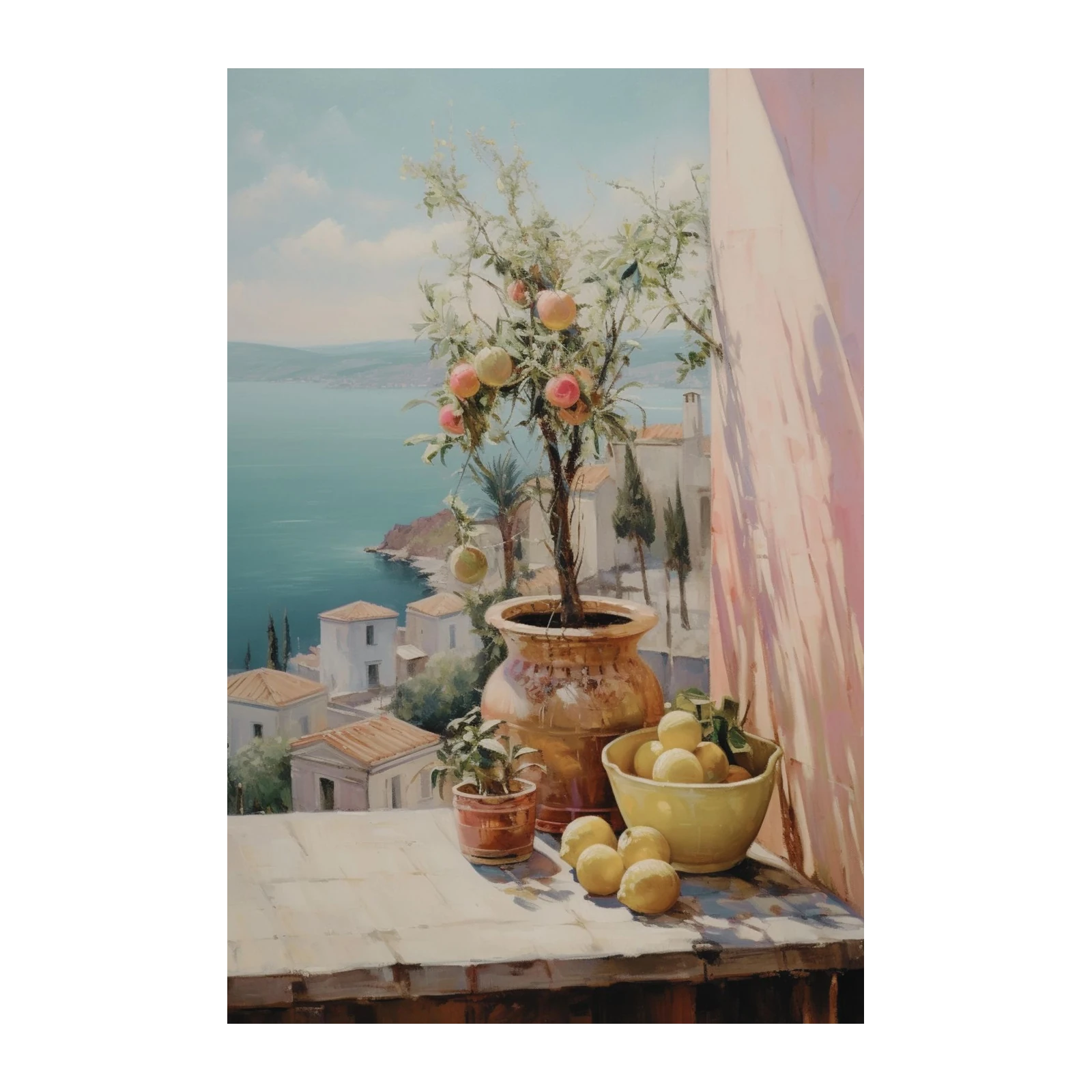 Mediterranean Lemon Tree Seaside Wall Art