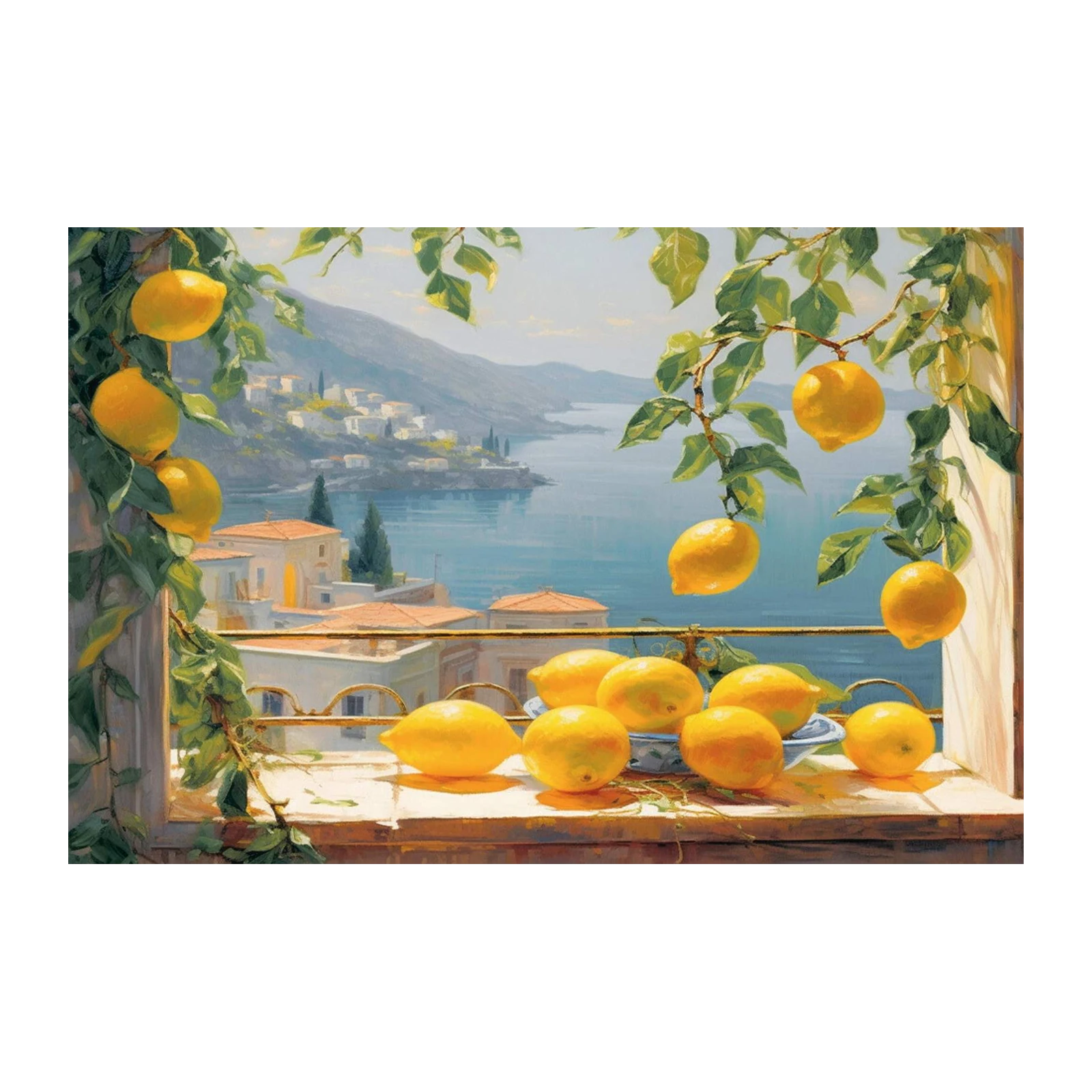 Amalfi Coast Lemons & Sea View Wall Art