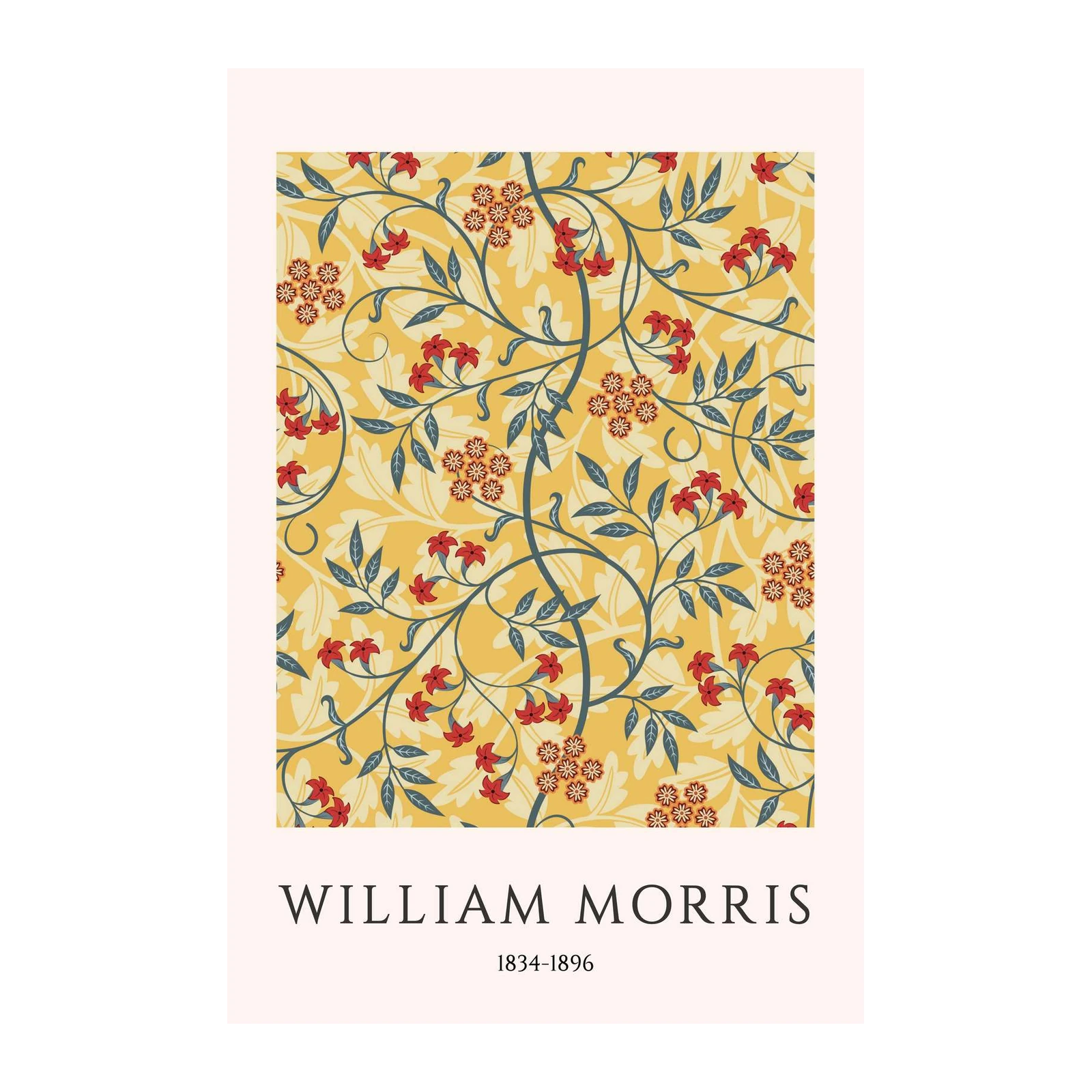 William Morris Floral Red & Yellow Wall Art