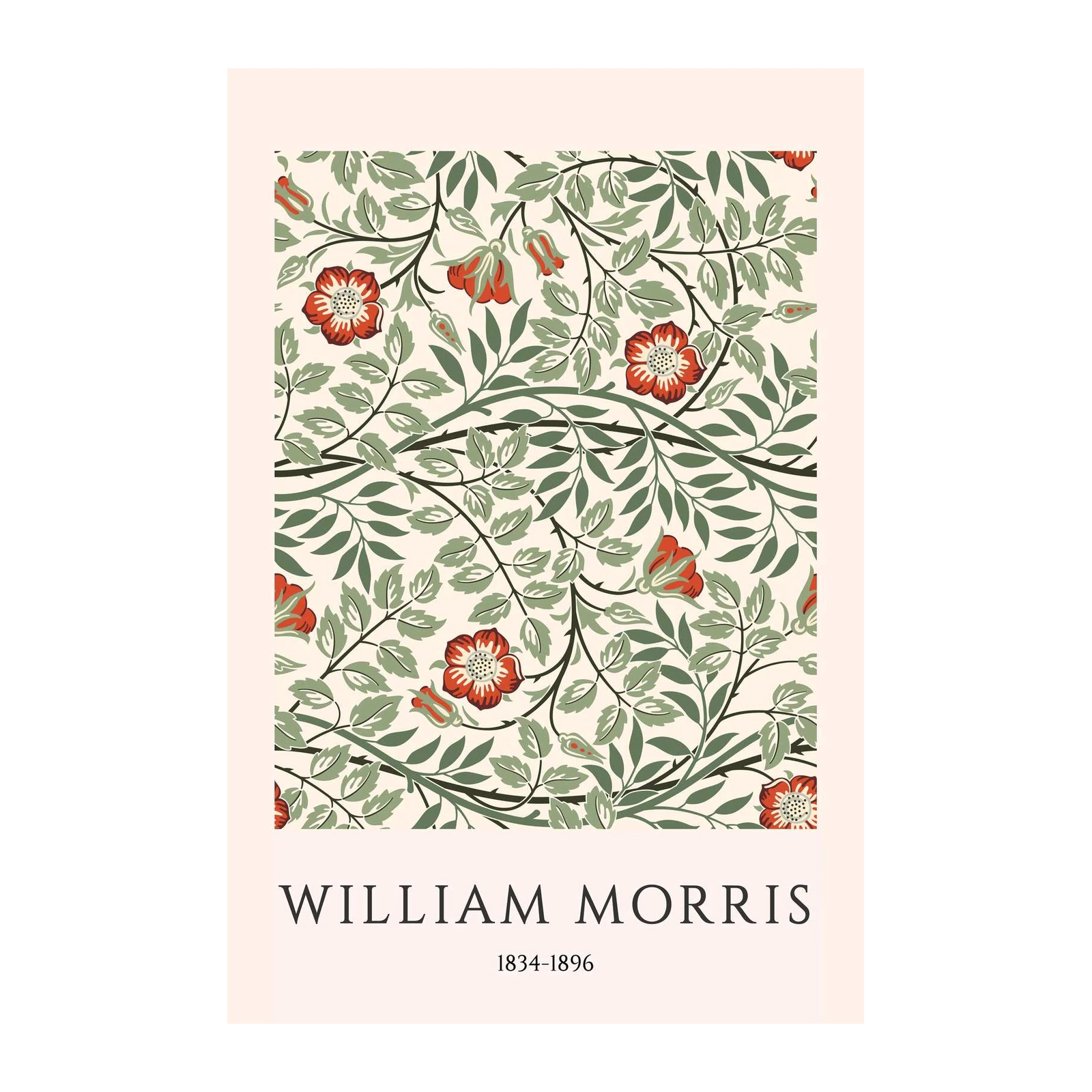 William Morris Red Rose Floral Art Wall Art