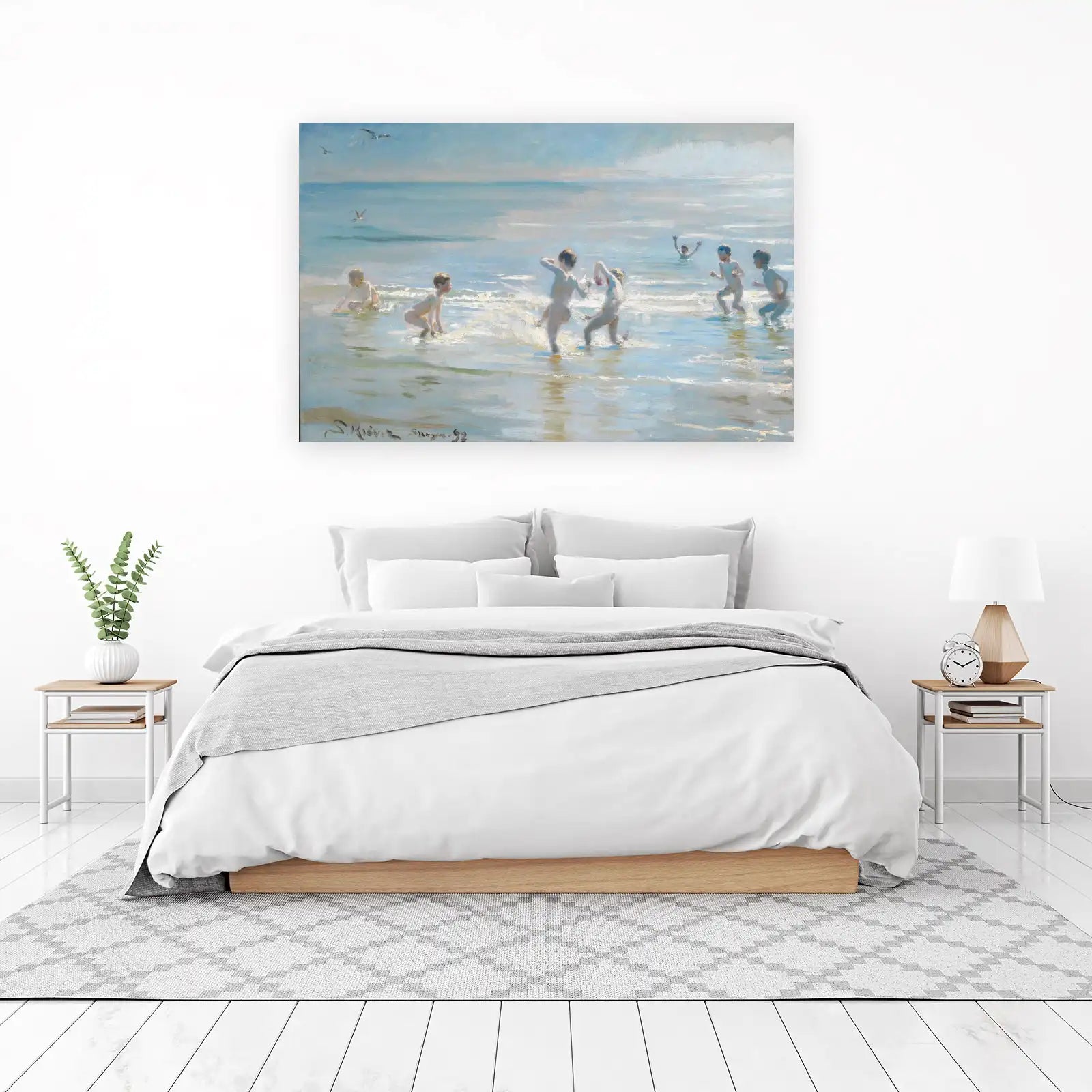 Joyful Children Beach Scene Wall Art