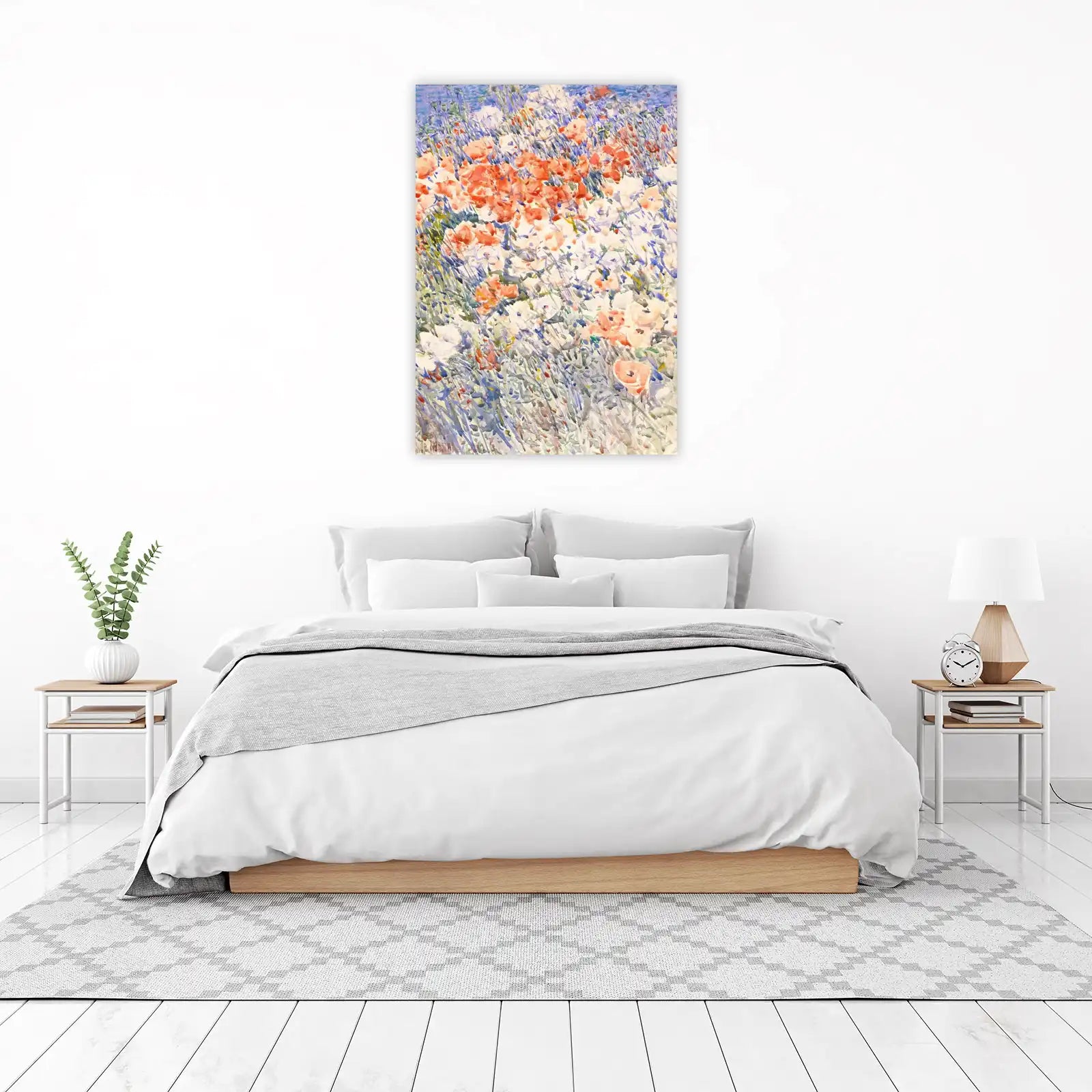 Vibrant Poppy Field Watercolor Wall Art