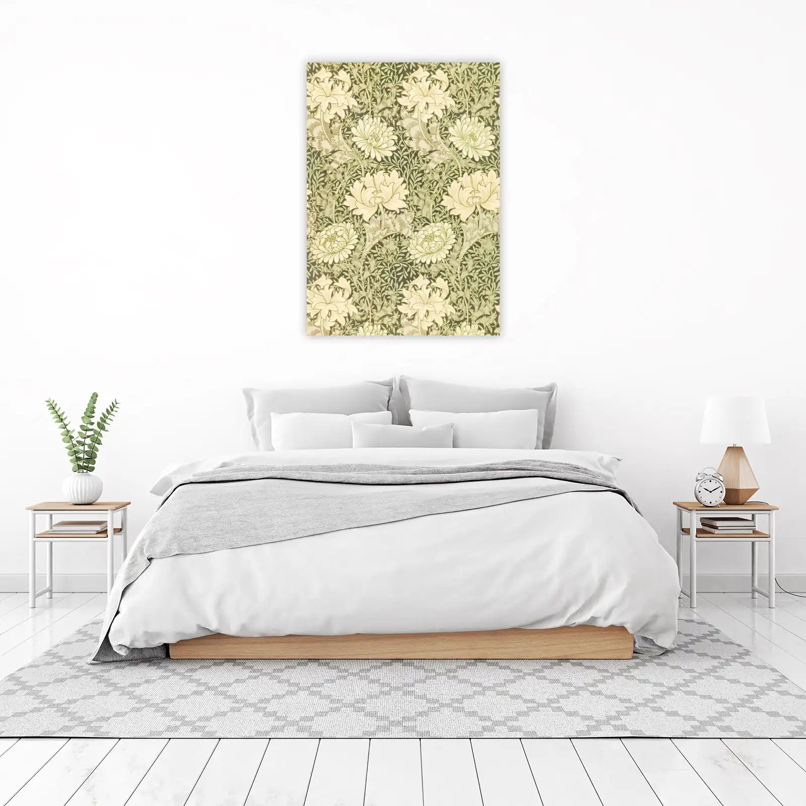 Art Nouveau Floral Cream Chrysanthemum Wall Art