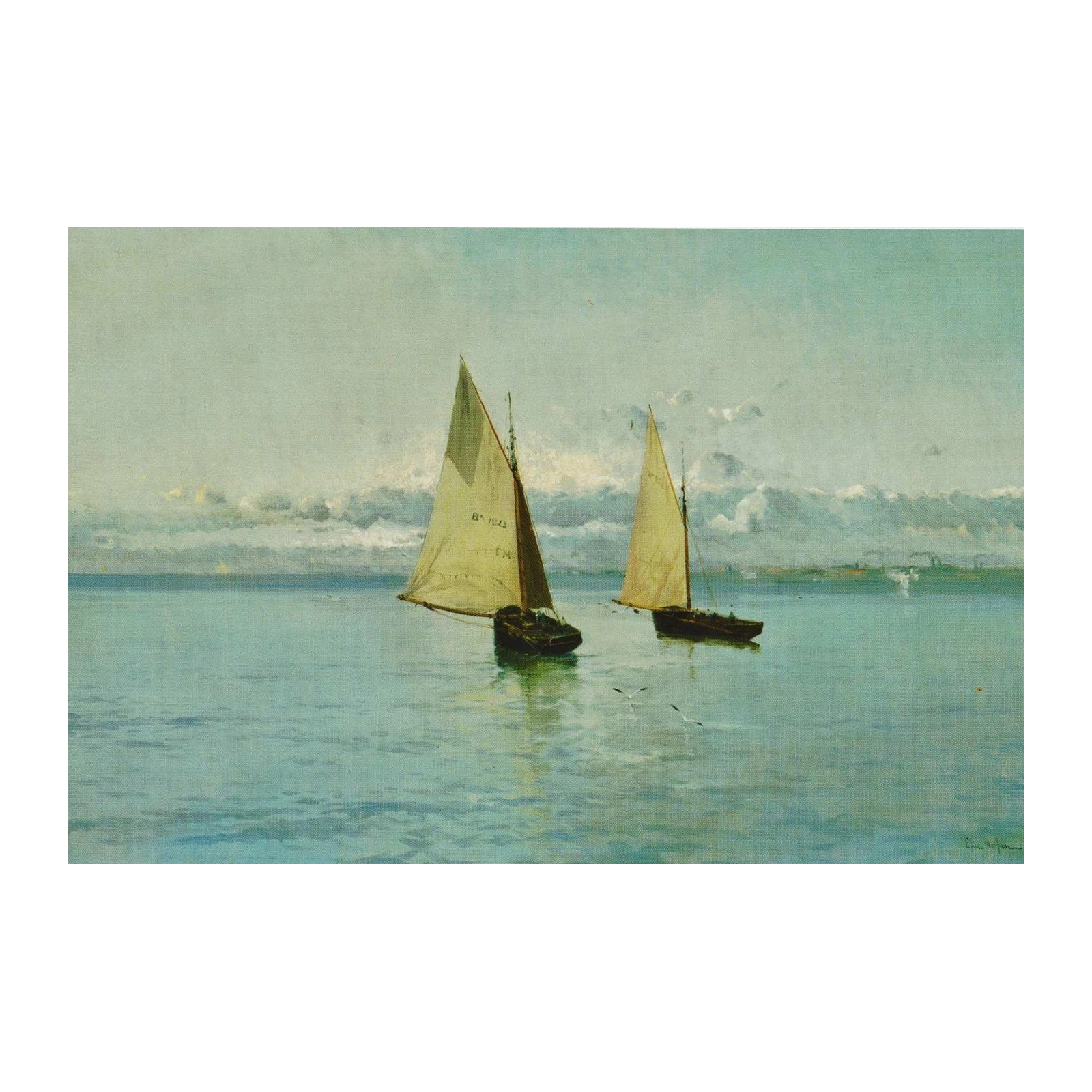 Serene Sailing Boats Coastal Landscape Wall Art