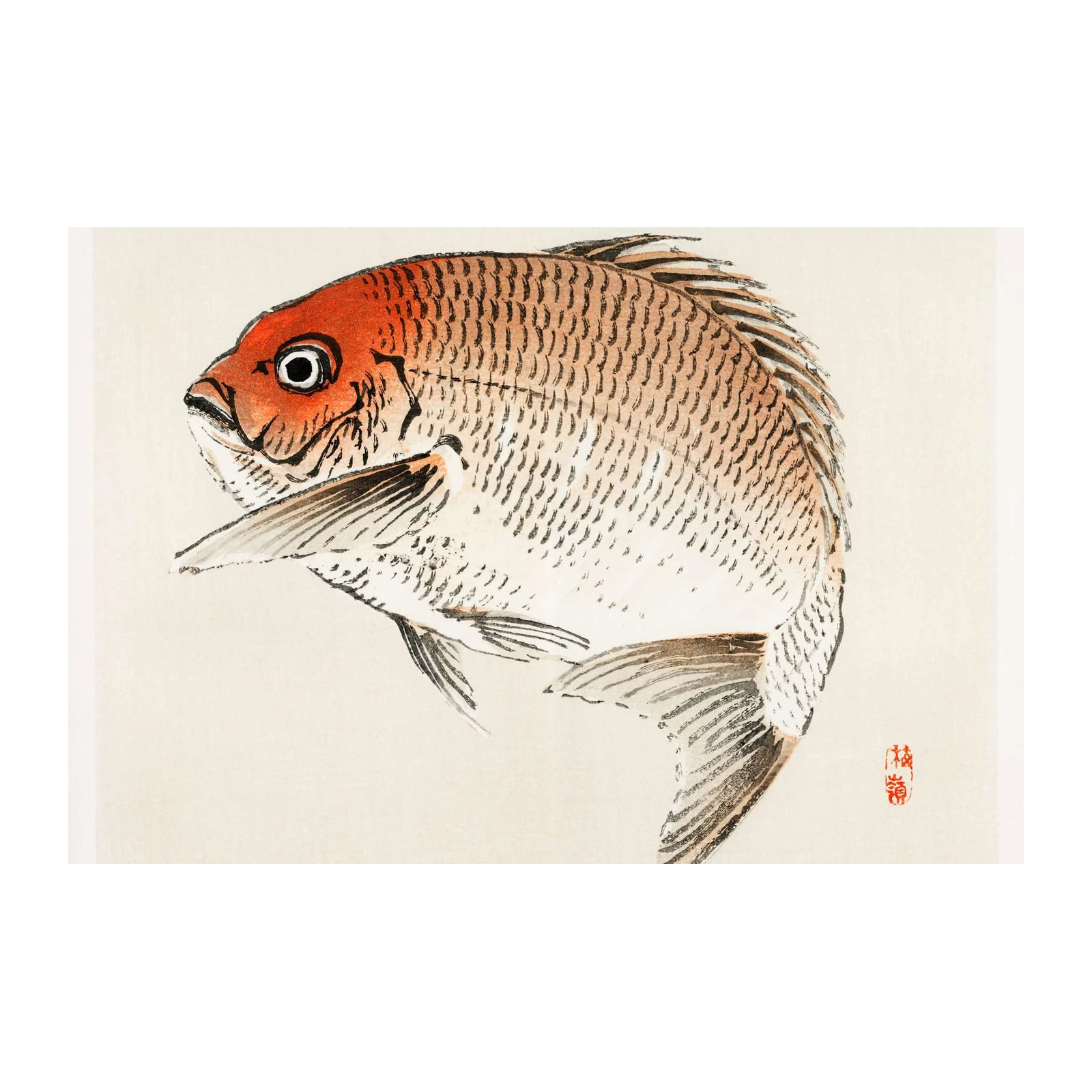 Vibrant Red Fish Japanese Art Wall Art