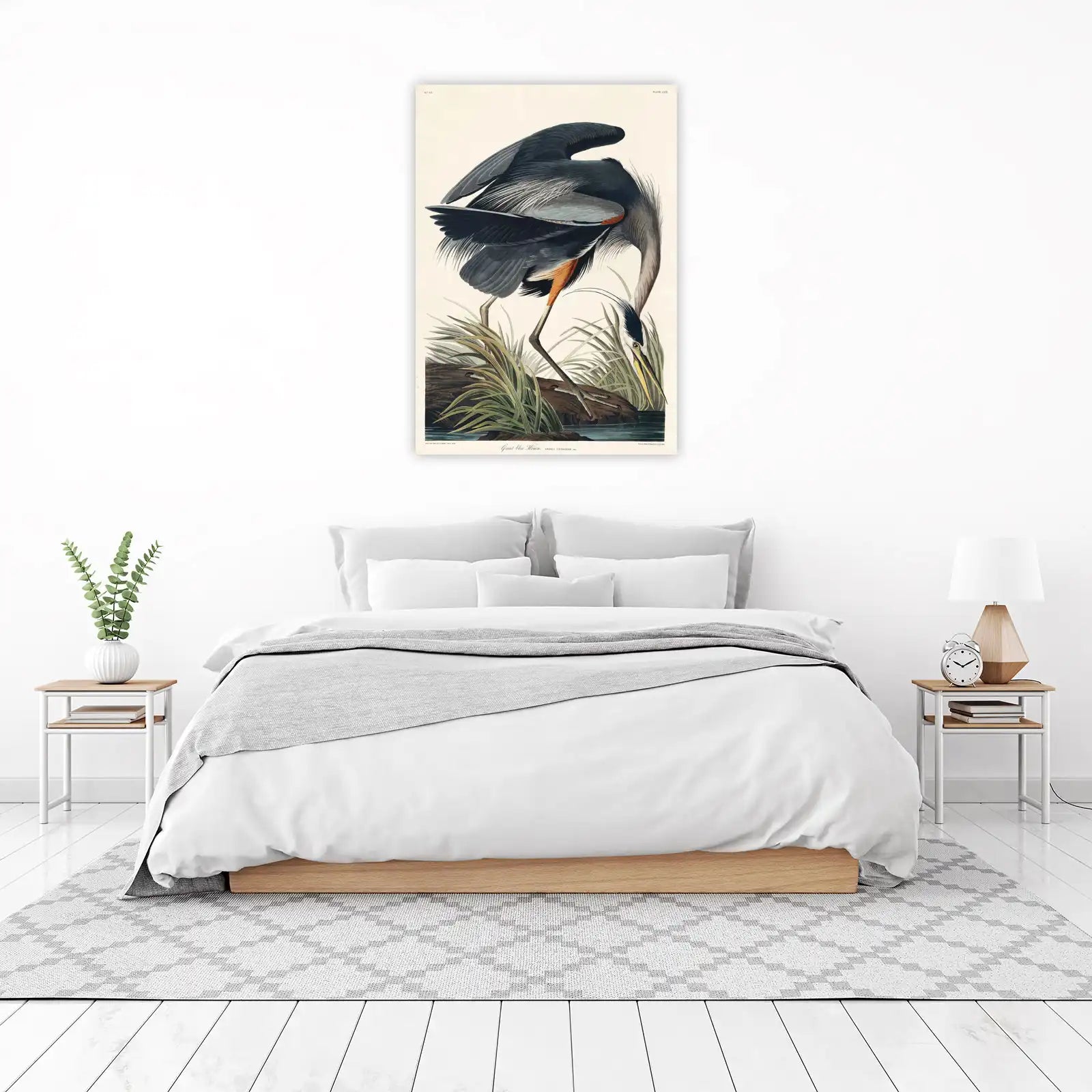 Great Blue Heron Vintage Bird Art Wall Art