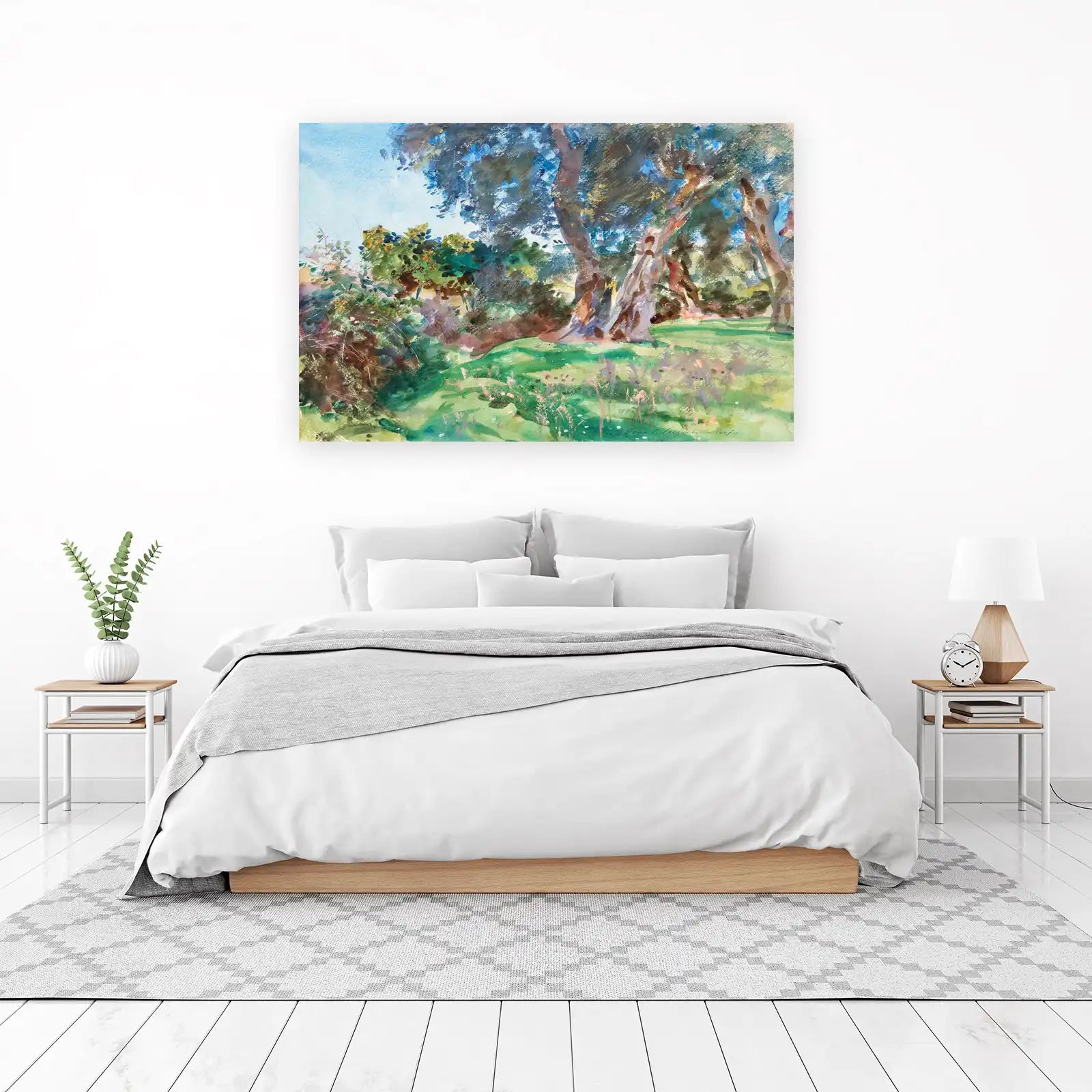Serene Grove Watercolor Landscape Wall Art