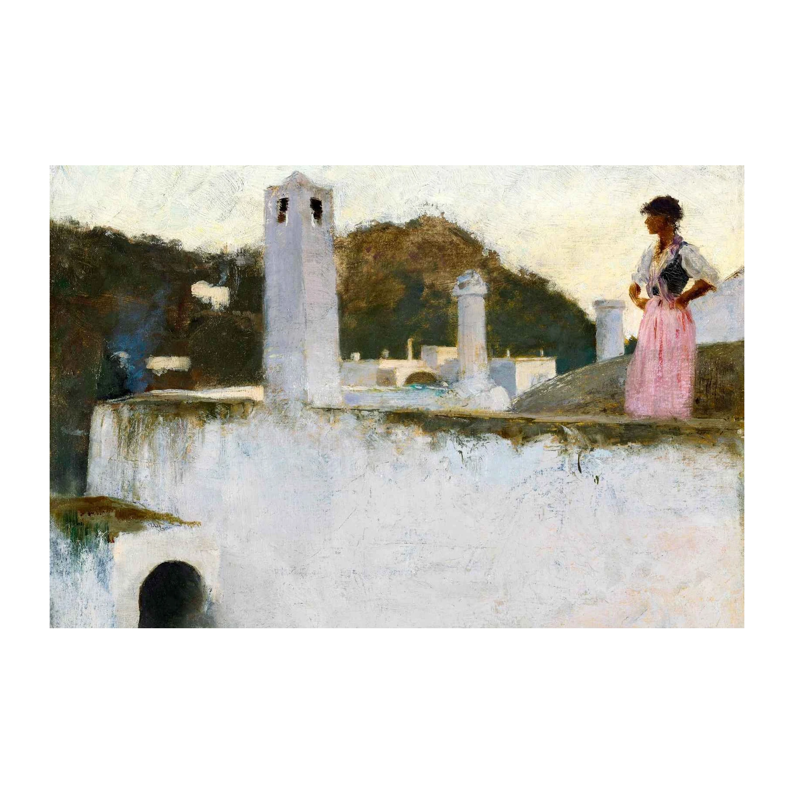 Serene Mediterranean Woman & Architecture Wall Art