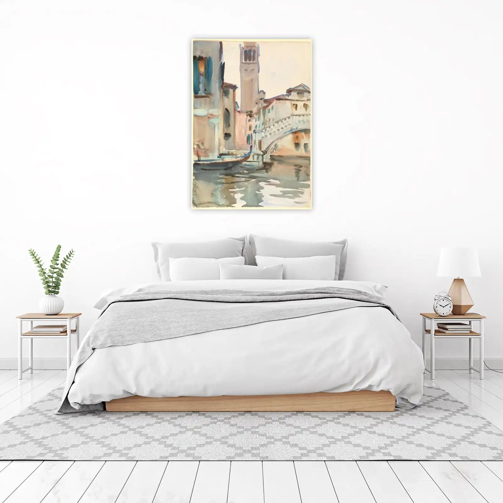 Venetian Canal & Bridge Watercolor Wall Art