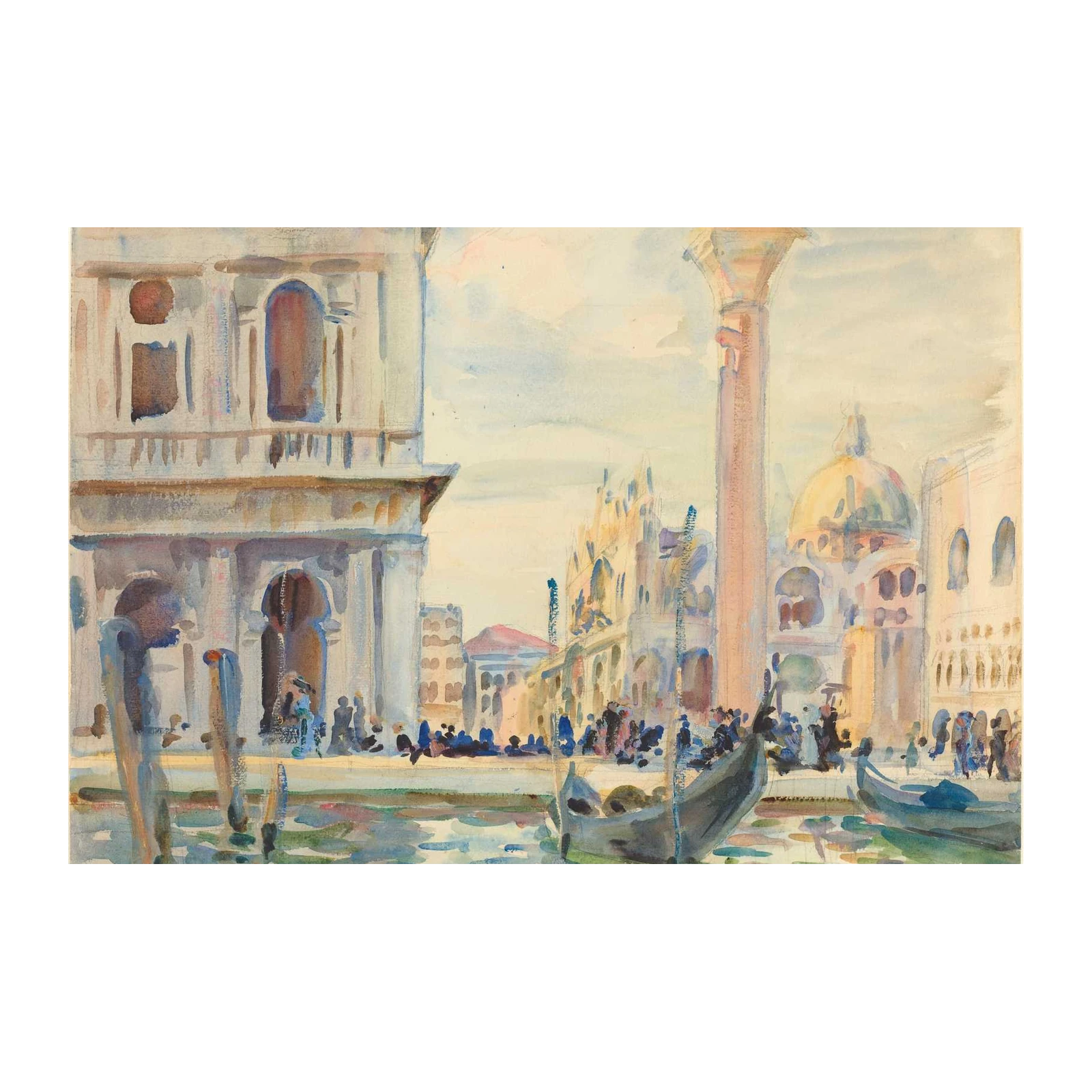 Venetian Canal Scene Watercolor Wall Art