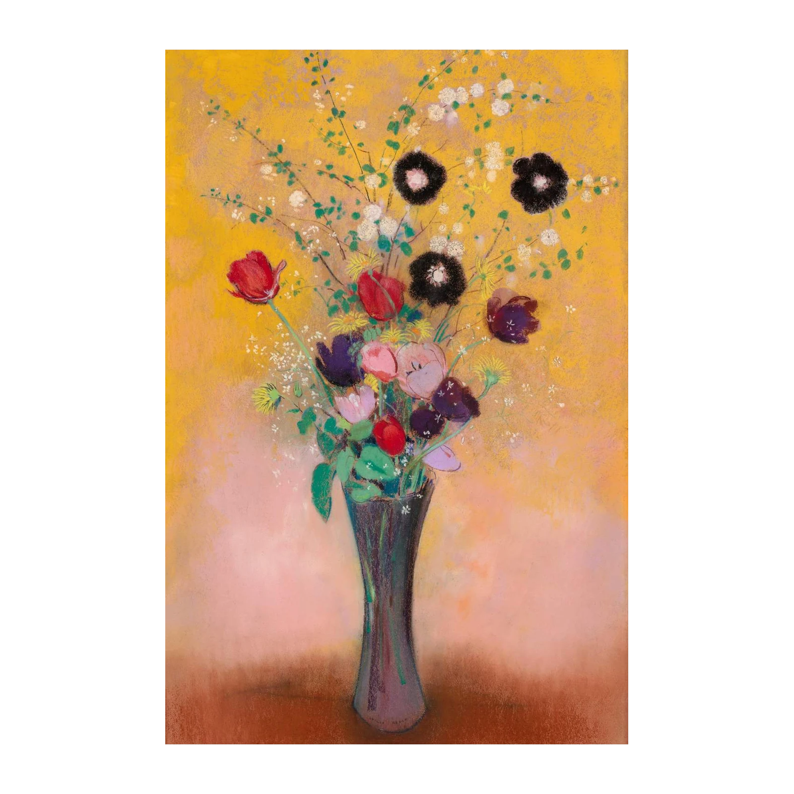 Vibrant Floral Still Life Pastel Wall Art