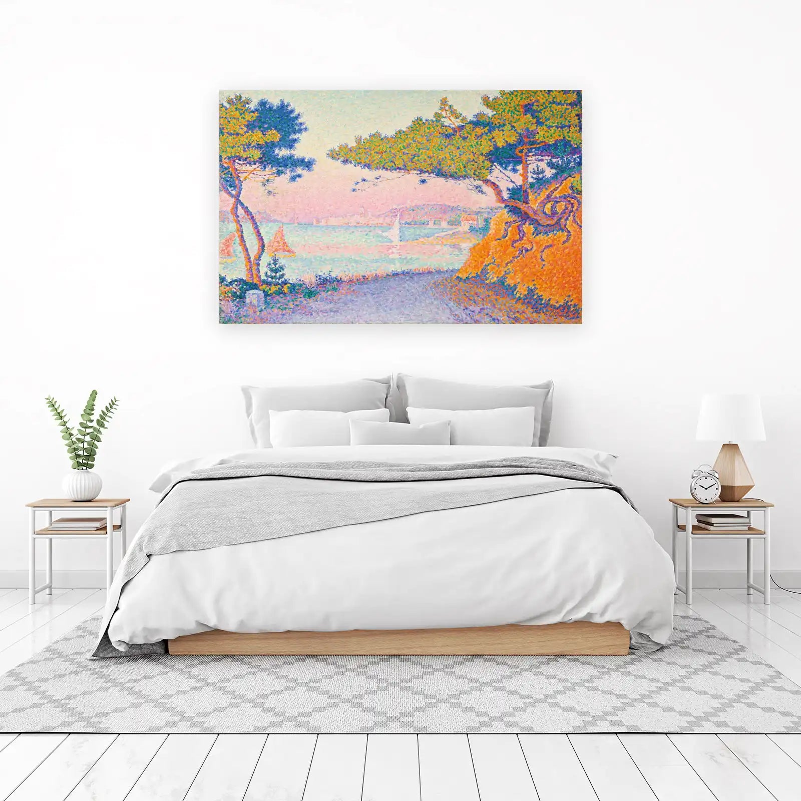 Pointillist Coastal Landscape Wall Art