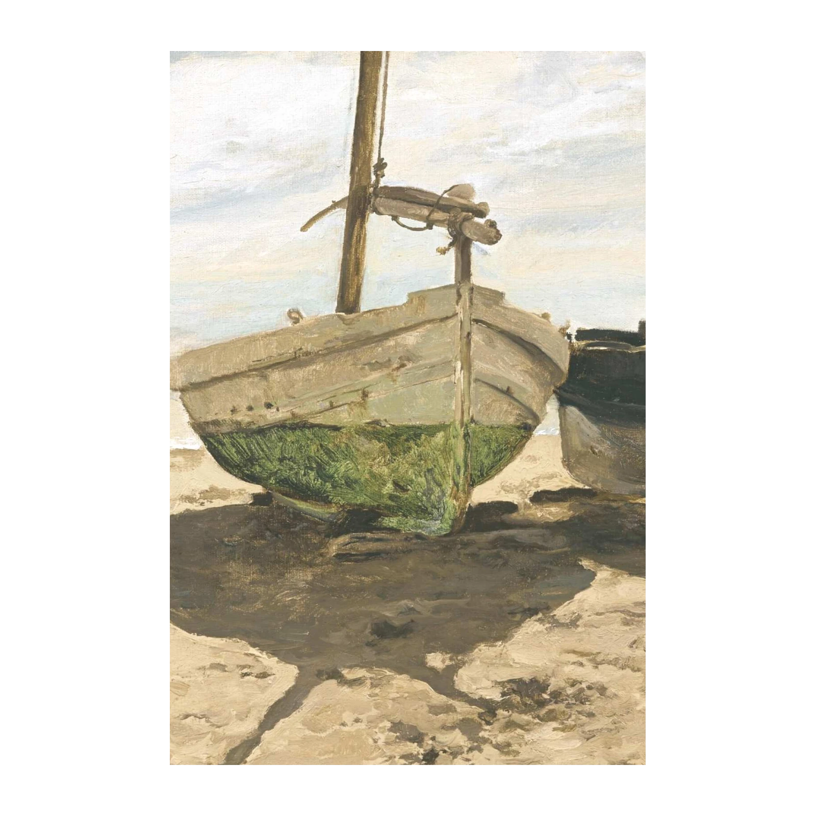 Vintage Boat Beach Landscape Wall Art