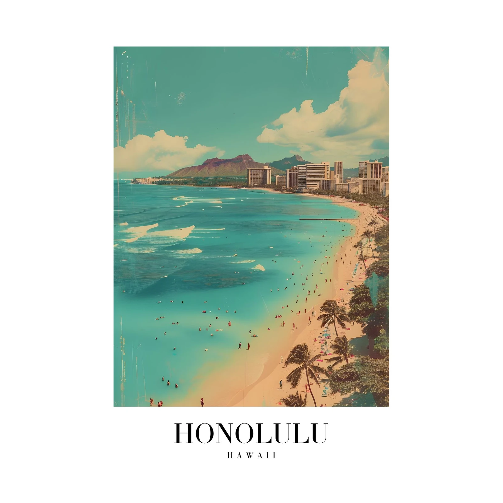 Vintage Honolulu Beach Vibes Wall Art