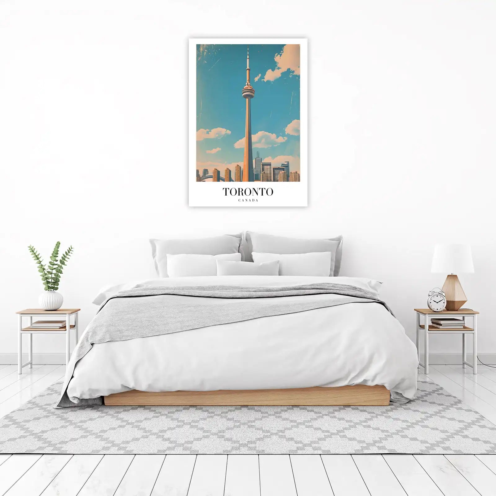 Retro Toronto CN Tower Skyline Wall Art