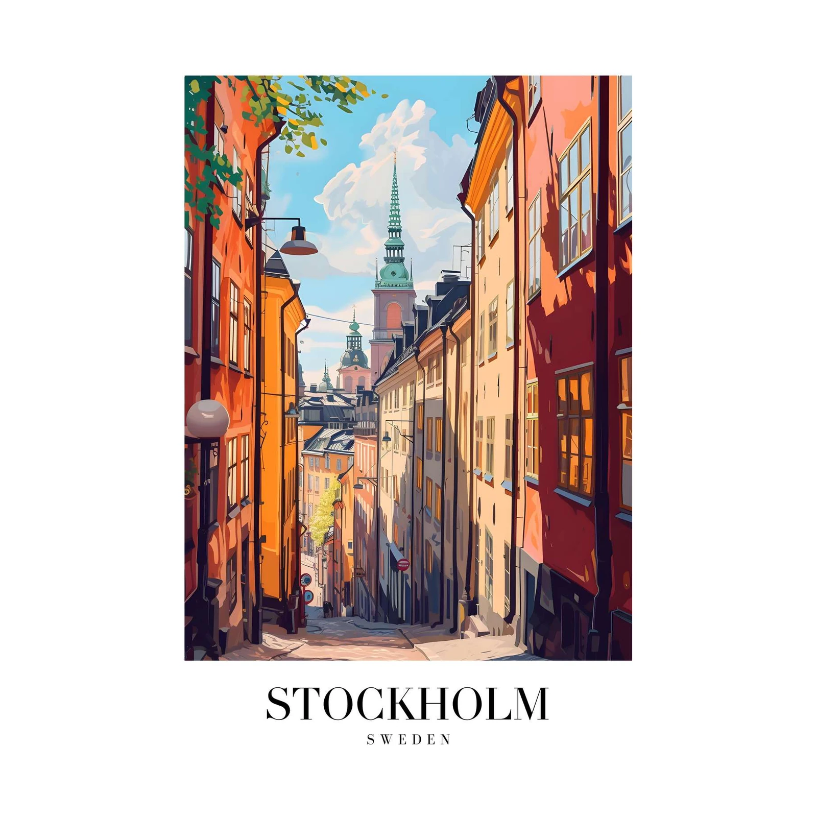 Vibrant Stockholm Street Scene Wall Art