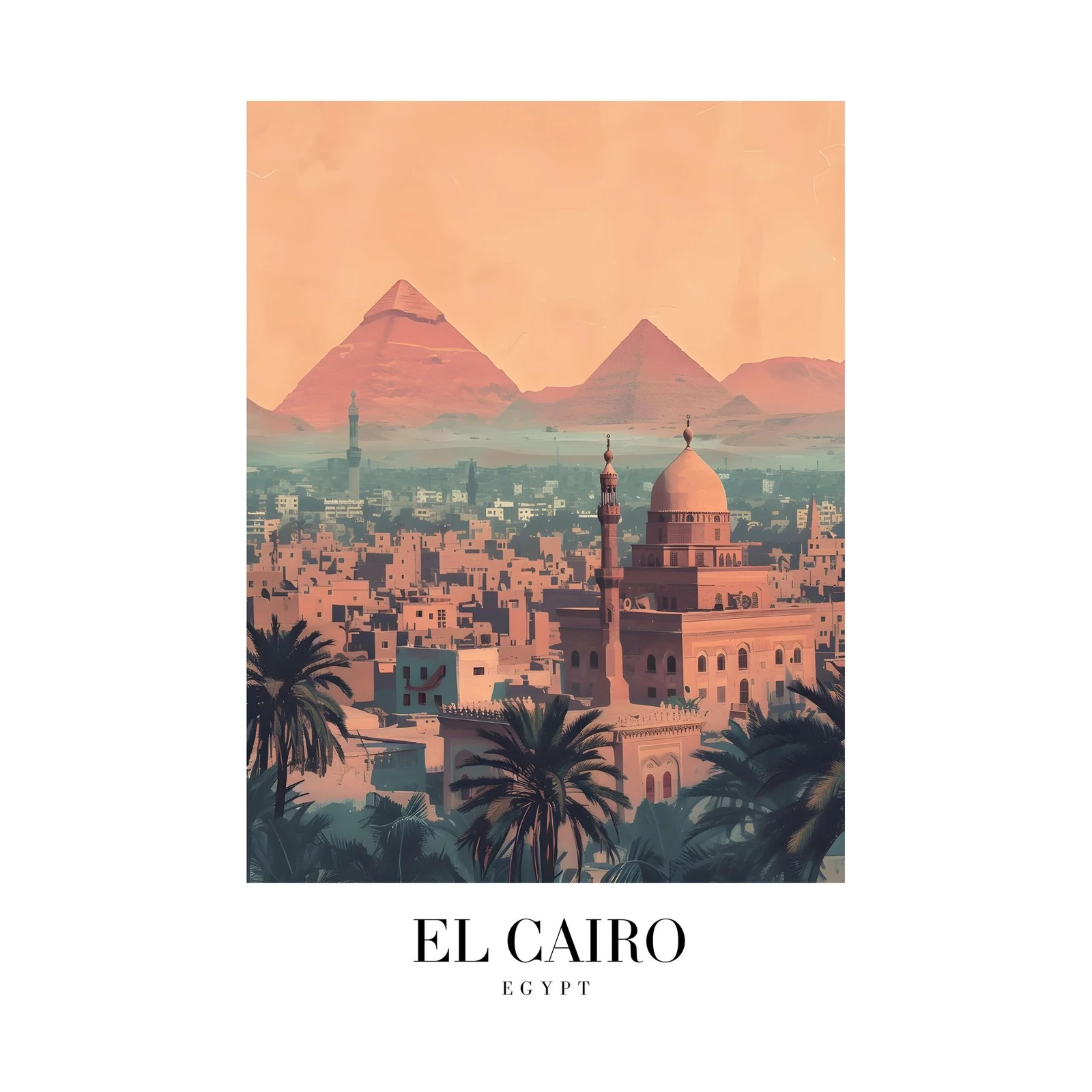 El Cairo Egyptian Pyramids & Mosque Wall Art