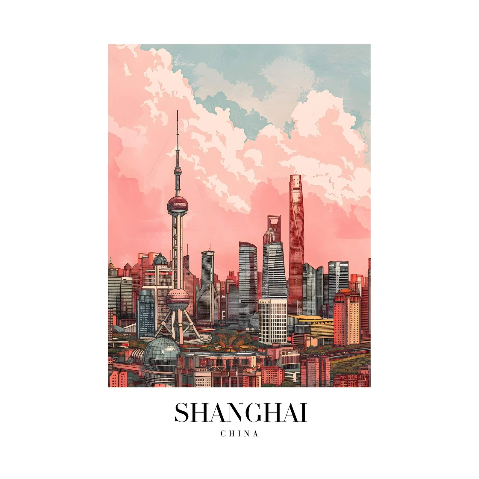 Vibrant Shanghai Skyline Wall Art