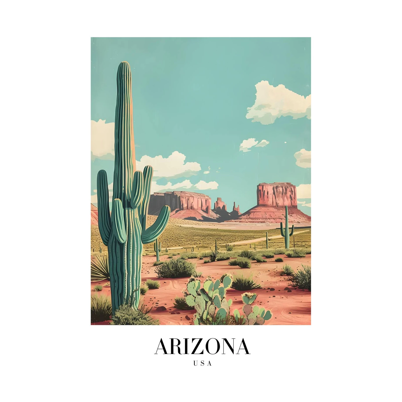 Desert Vista Saguaro Cactus Arizona Wall Art