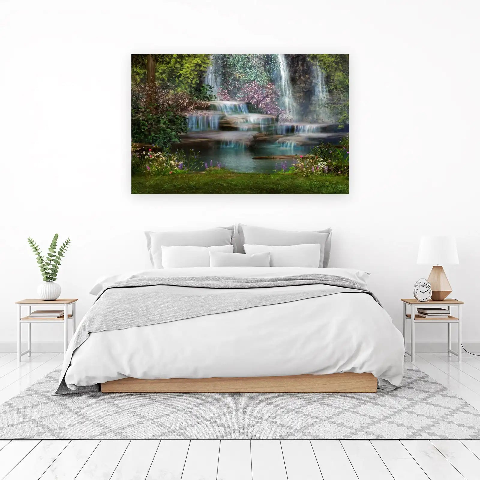 Serene Waterfall Forest Wall Art