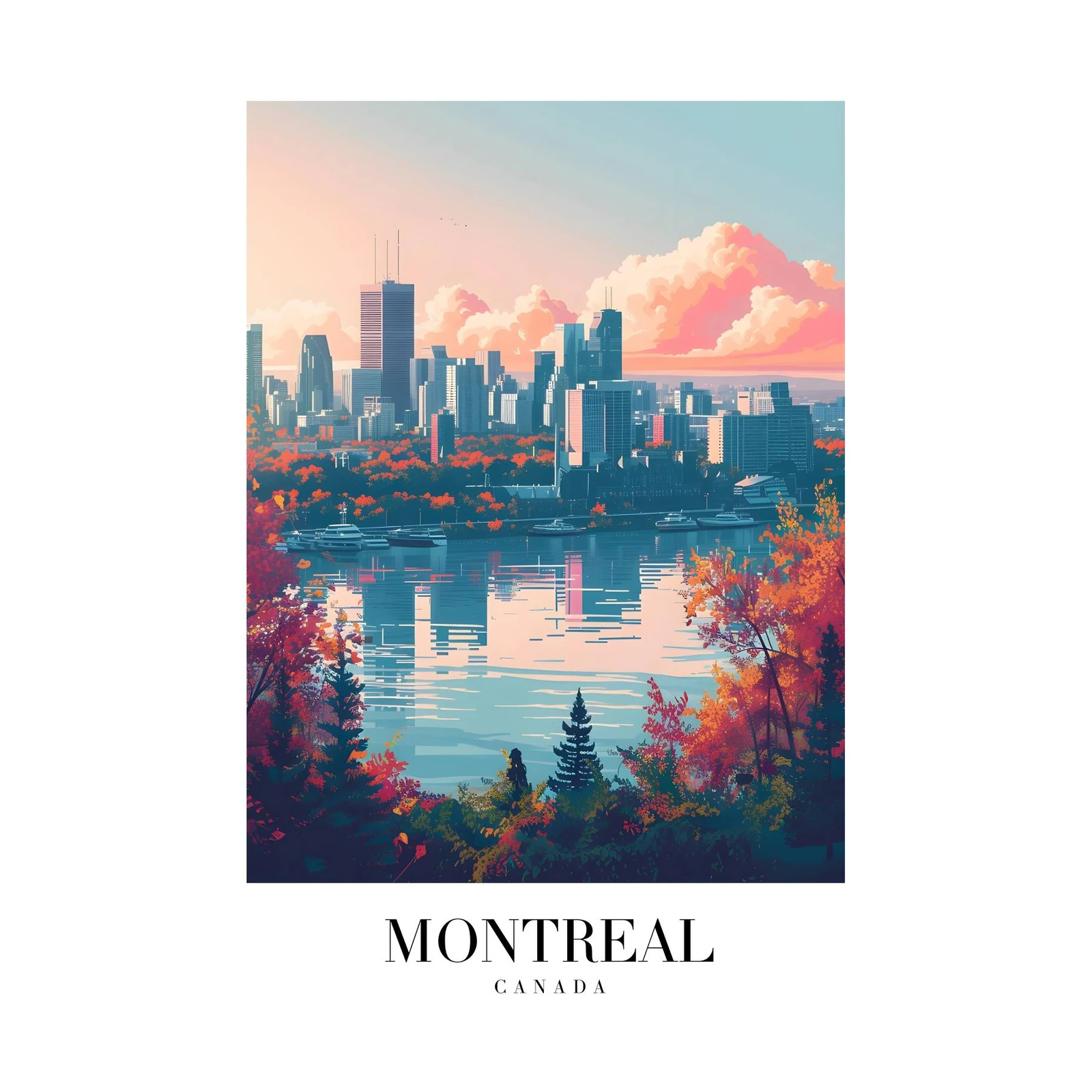 Montreal Skyline Autumn Wall Art