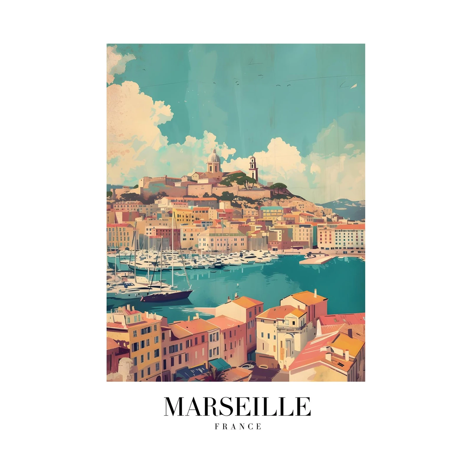 Marseille Harbor Vintage Travel Poster Wall Art