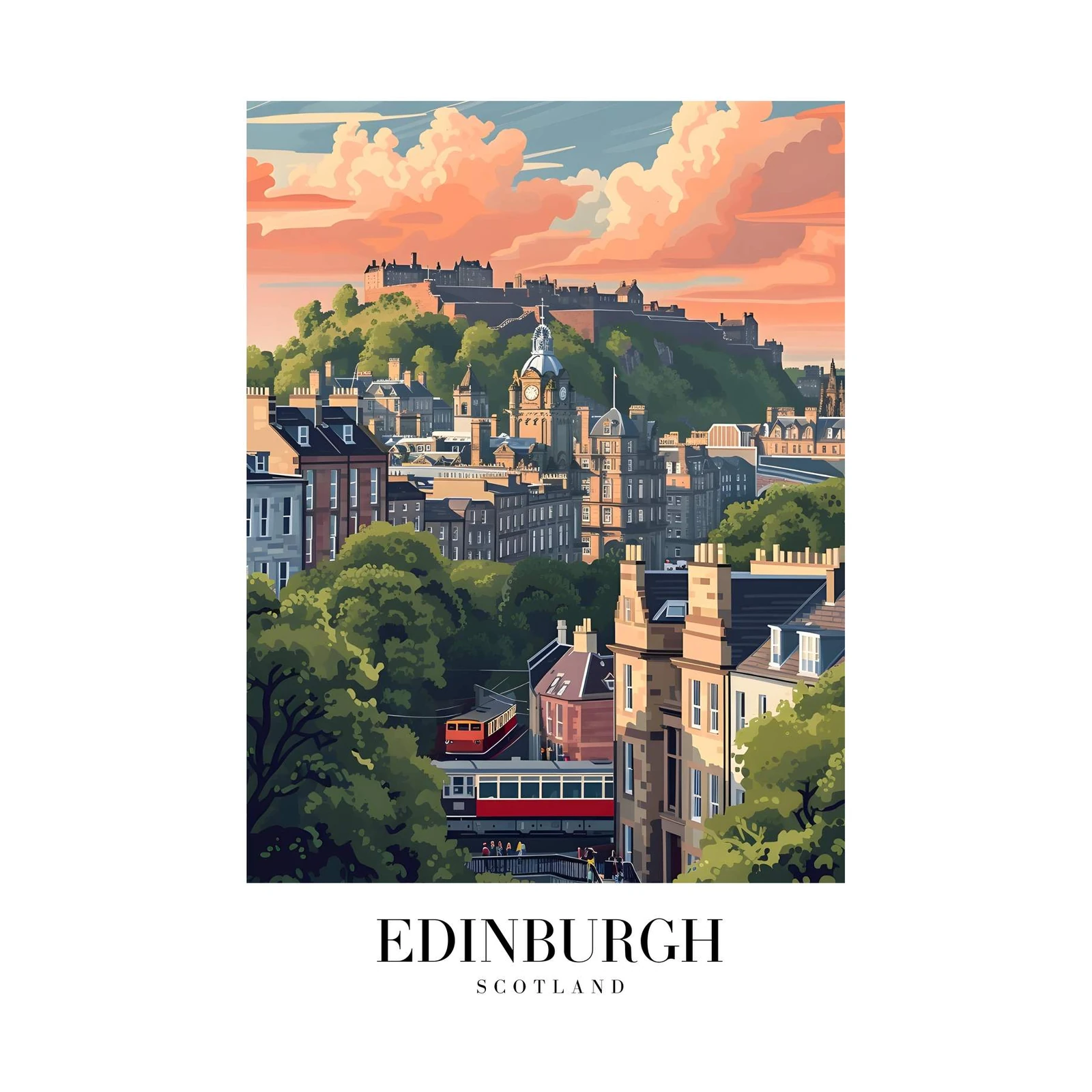Vibrant Edinburgh Cityscape Wall Art