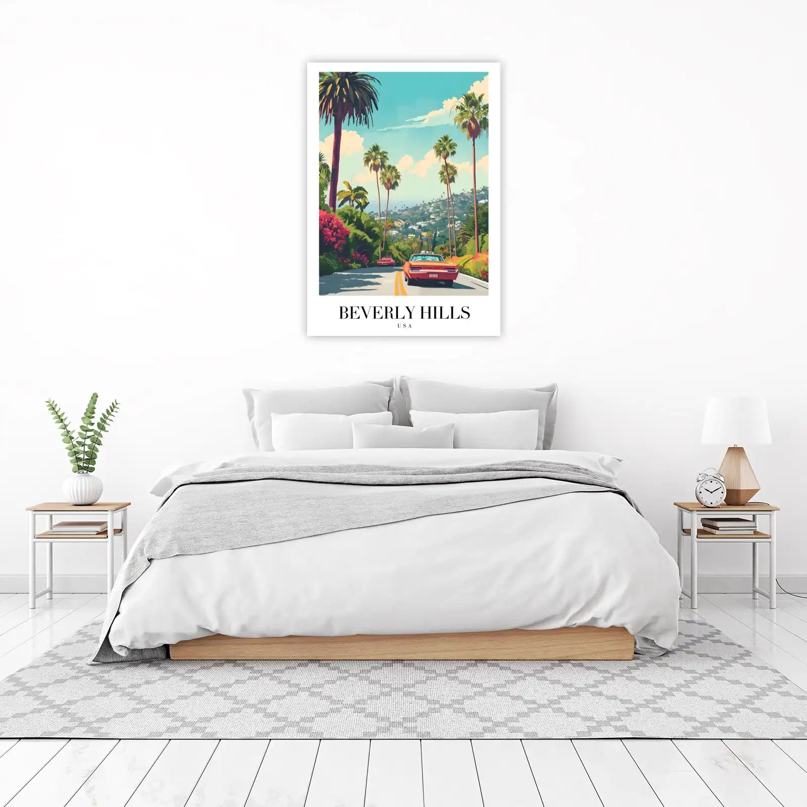 Beverly Hills Vintage Car Palm Tree Wall Art