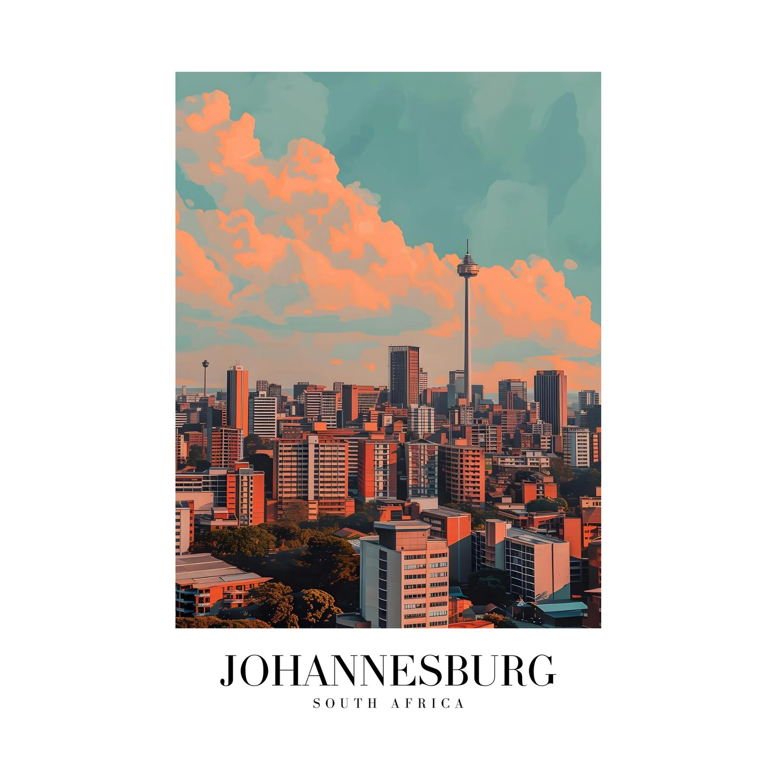 Johannesburg Cityscape Sunset Wall Art