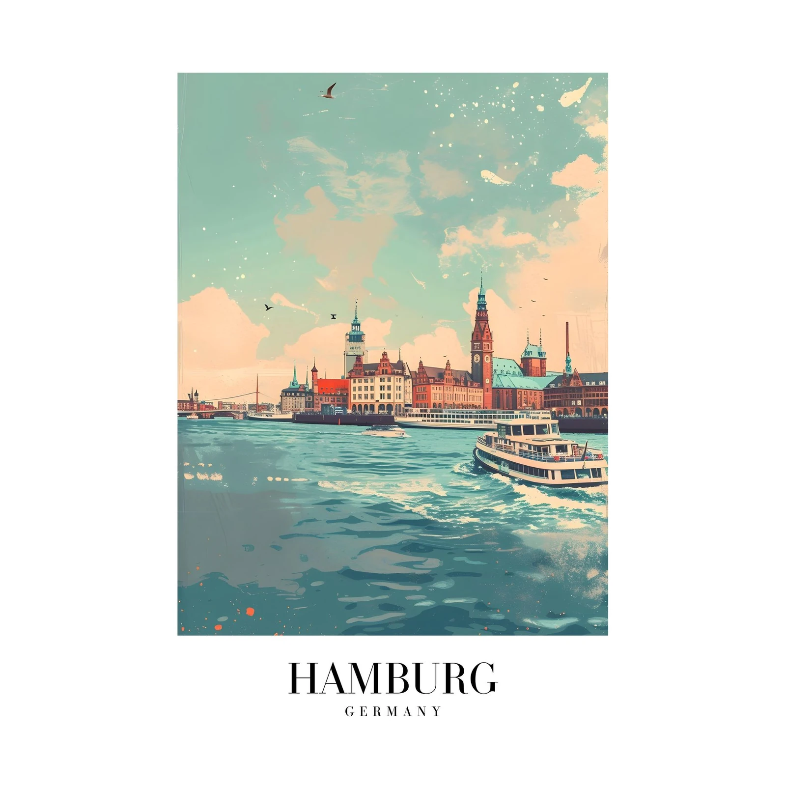 Hamburg Skyline Boat Tour Wall Art