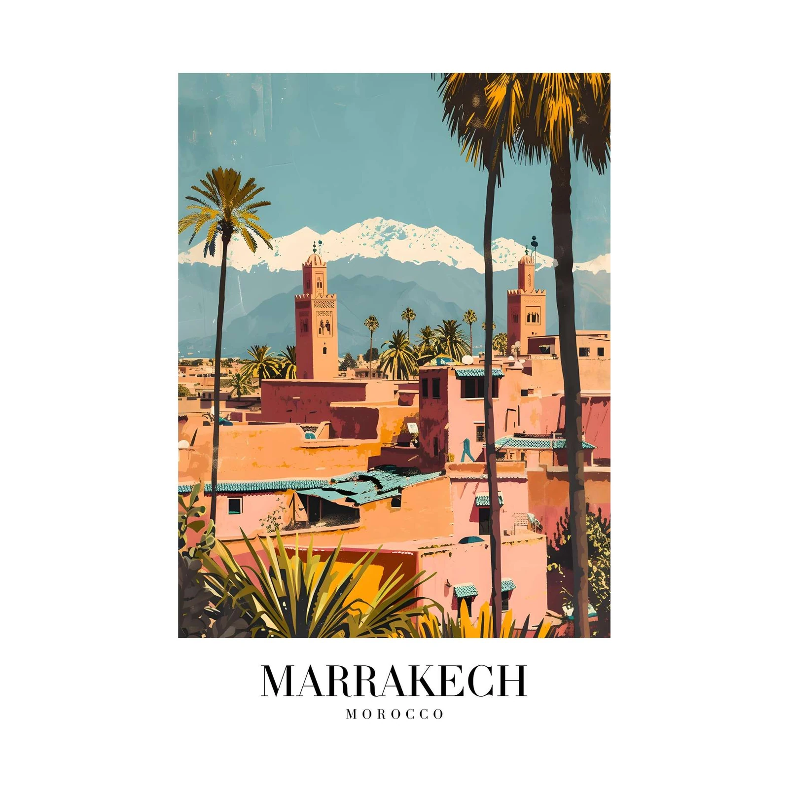 Vibrant Marrakech Medina Palms Wall Art