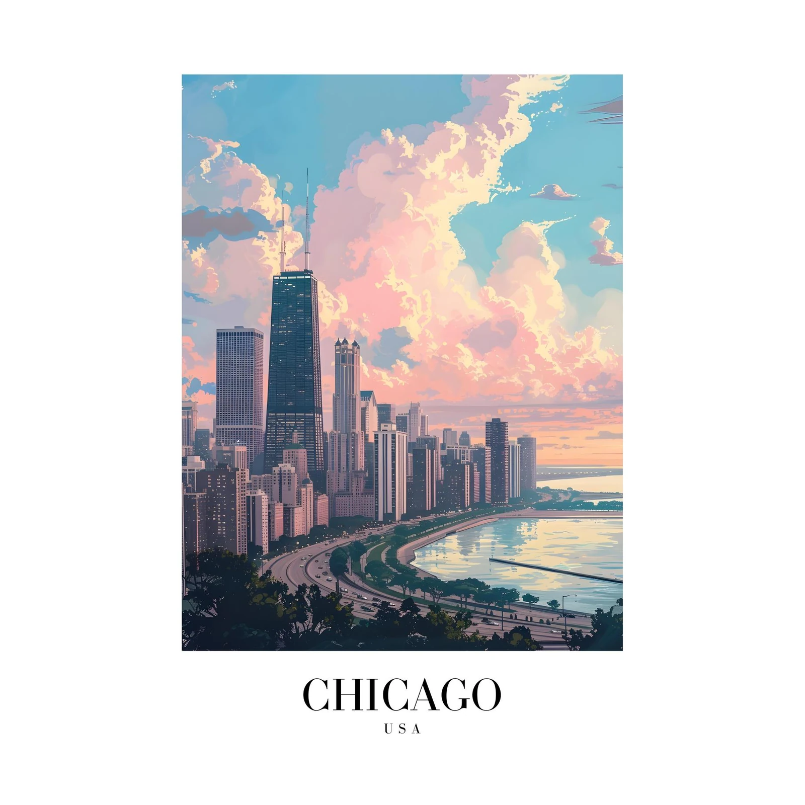 Dreamy Chicago Skyline Wall Art
