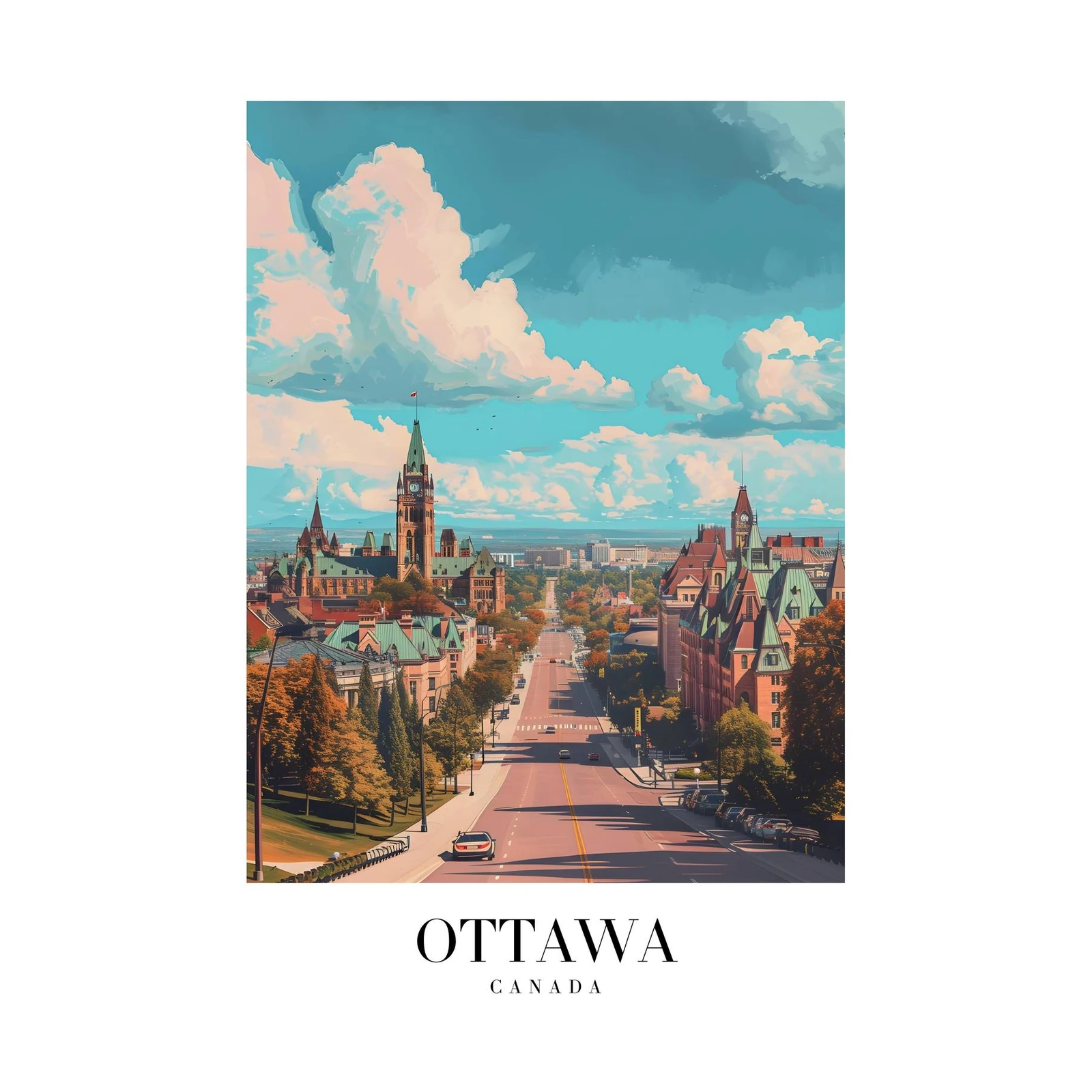 Ottawa Skyline Vista Wall Art - Canada Landmark Art