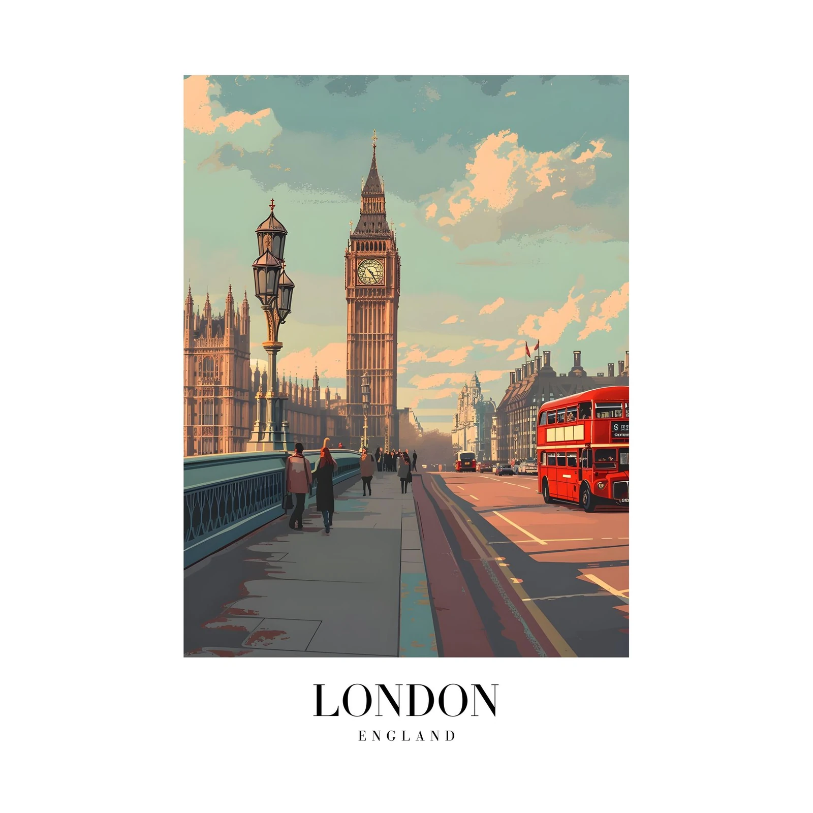 Iconic London Big Ben & Bus Wall Art