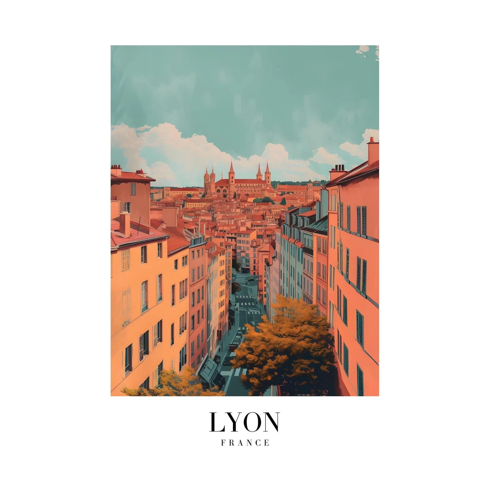 Vibrant Lyon Street Scene Wall Art