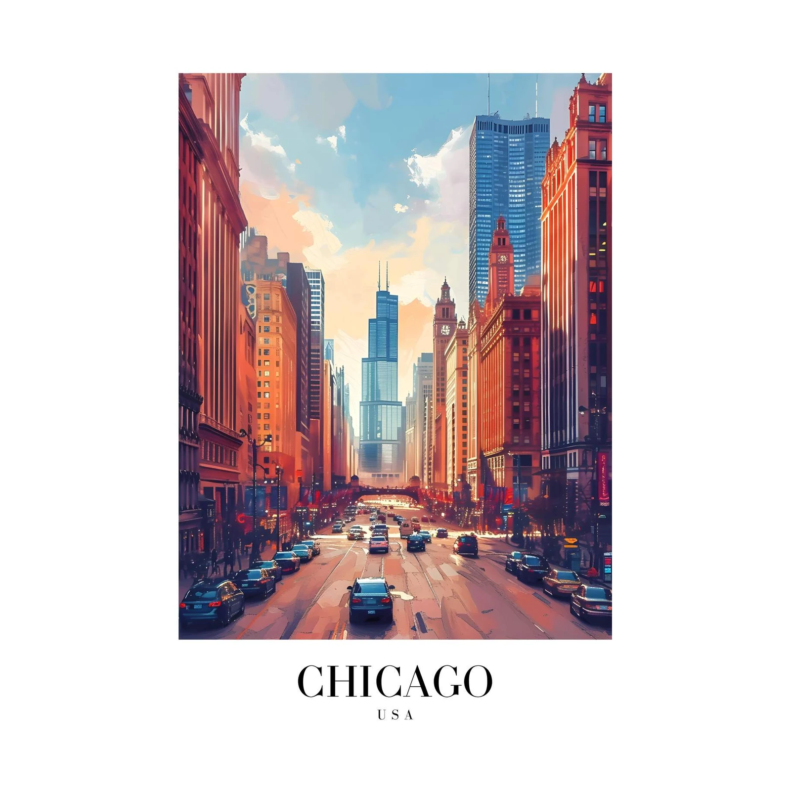 Vibrant Chicago Skyline Wall Art