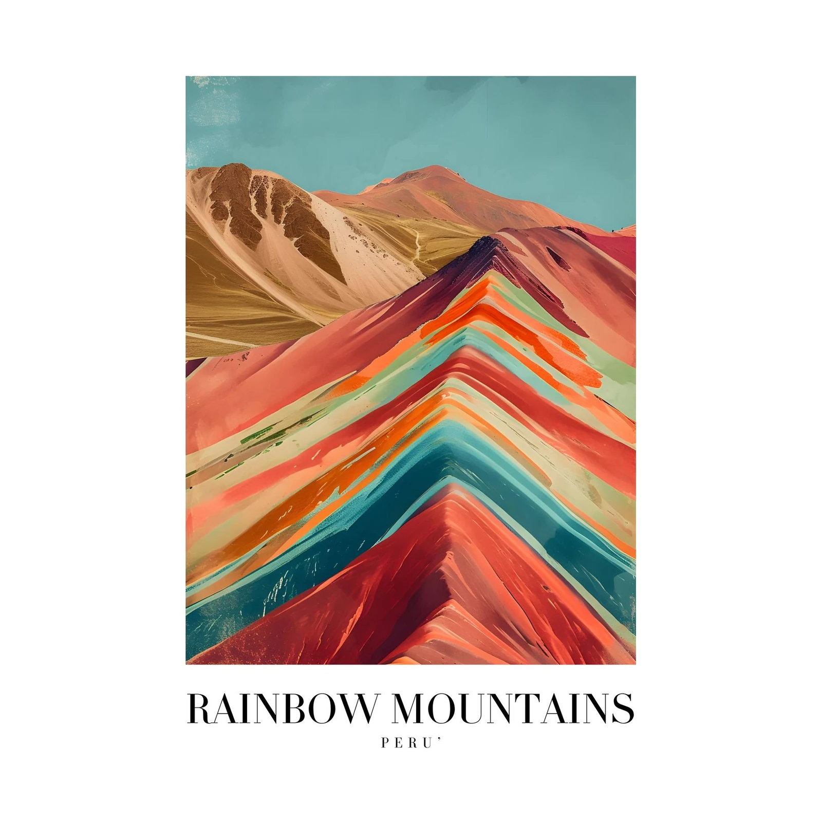 Vibrant Rainbow Mountains Peru Wall Art