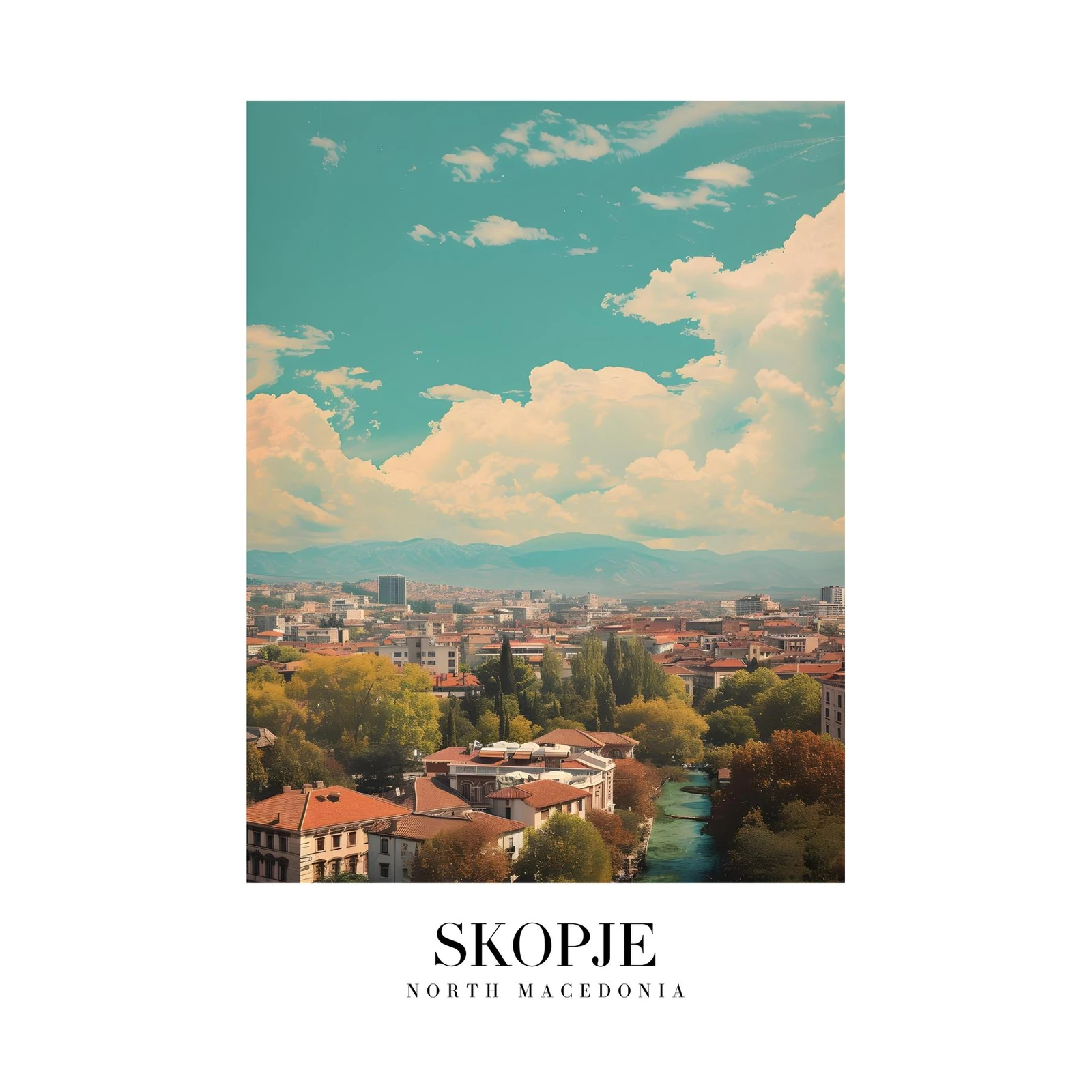 Skopje Cityscape Travel Art Wall Art