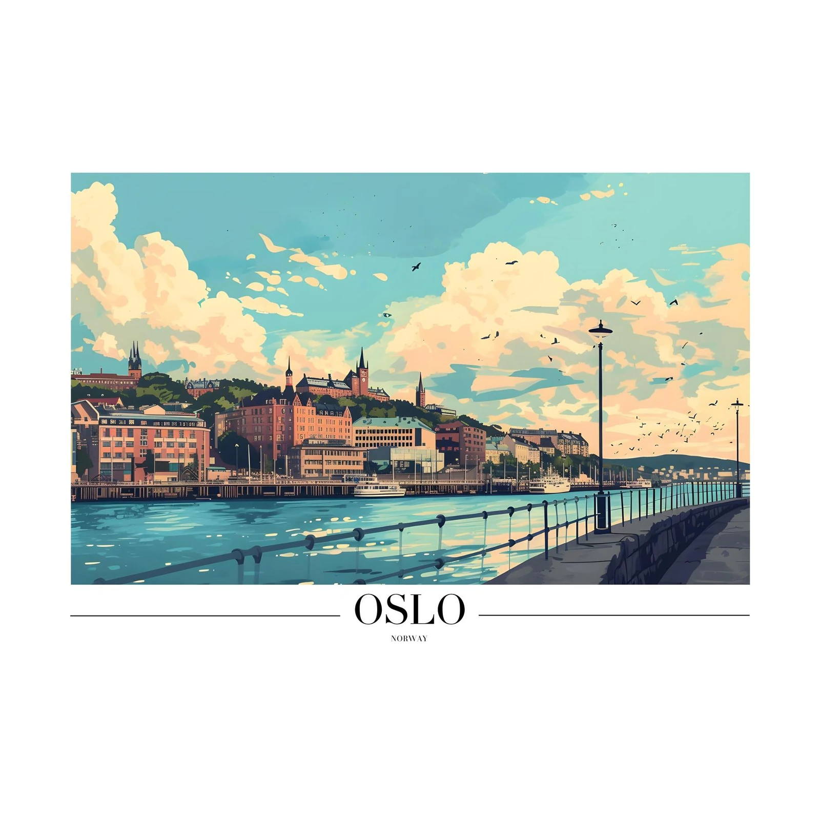 Vibrant Oslo Waterfront Wall Art